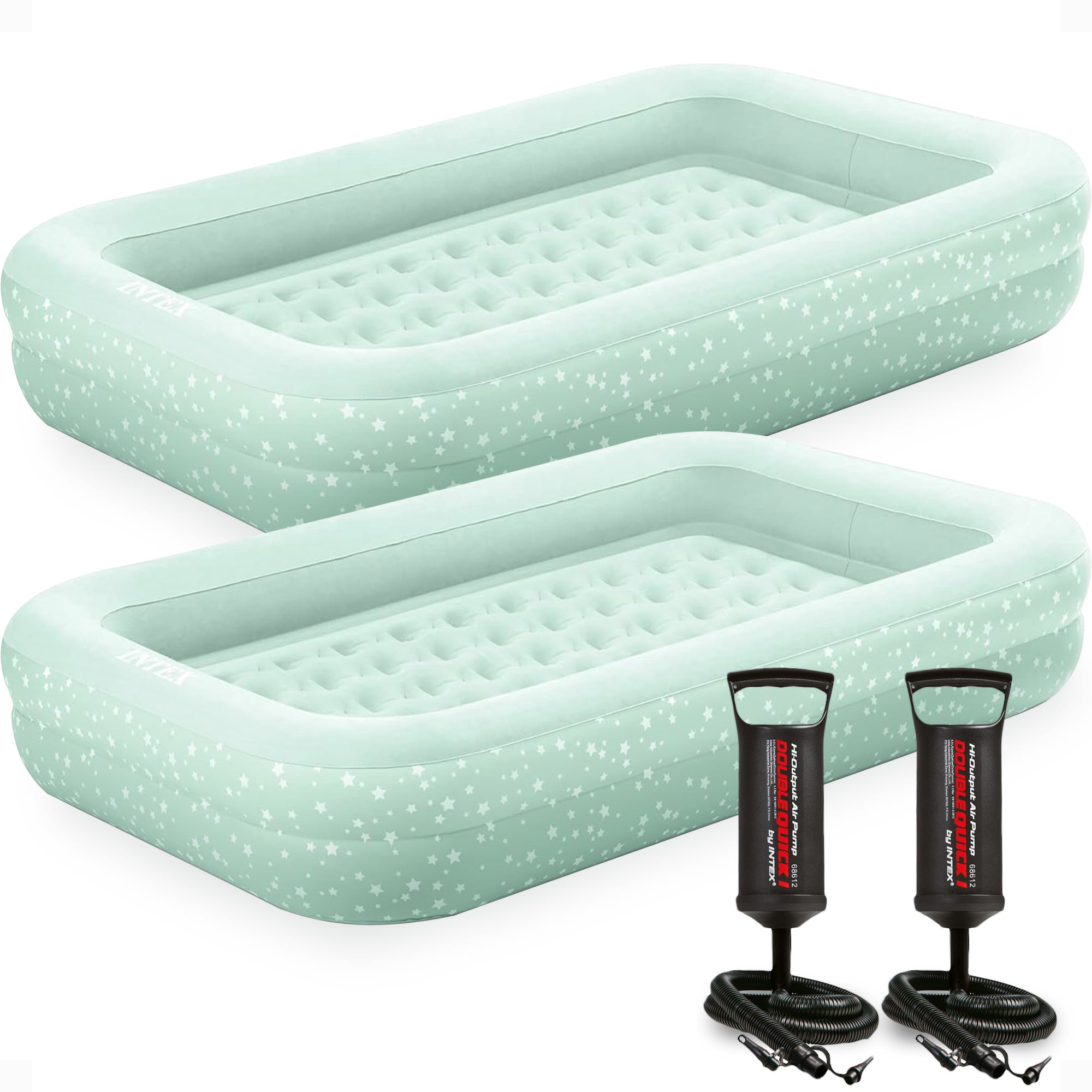 Intex Kids Travel Inflatable Air Mattress with Raised Sides & Hand Pump (2 Pack) - Smart-nests