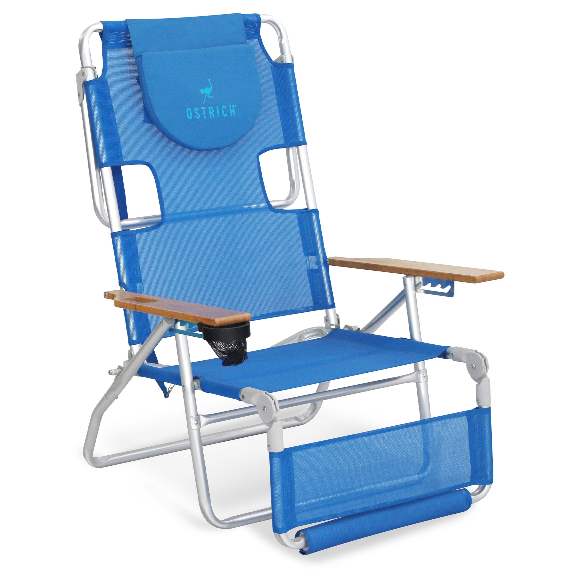 Ostrich Original 3N1 Lightweight Outdoor Beach Lounge Chair with Footrest, Blue - Smart-nests