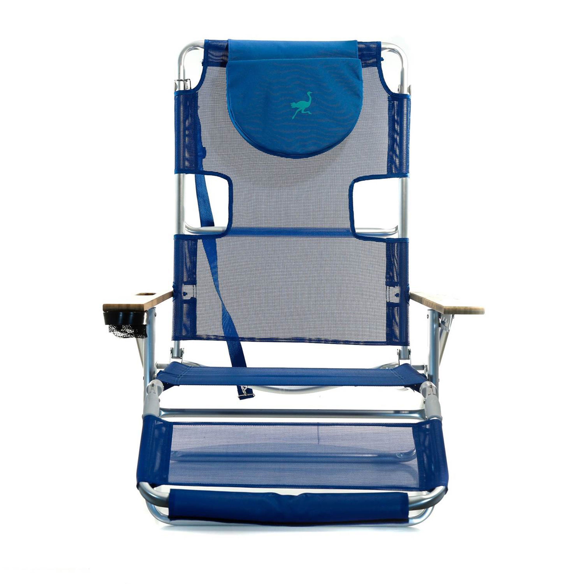 Ostrich Original 3N1 Lightweight Outdoor Beach Lounge Chair with Footrest, Blue - Smart-nests