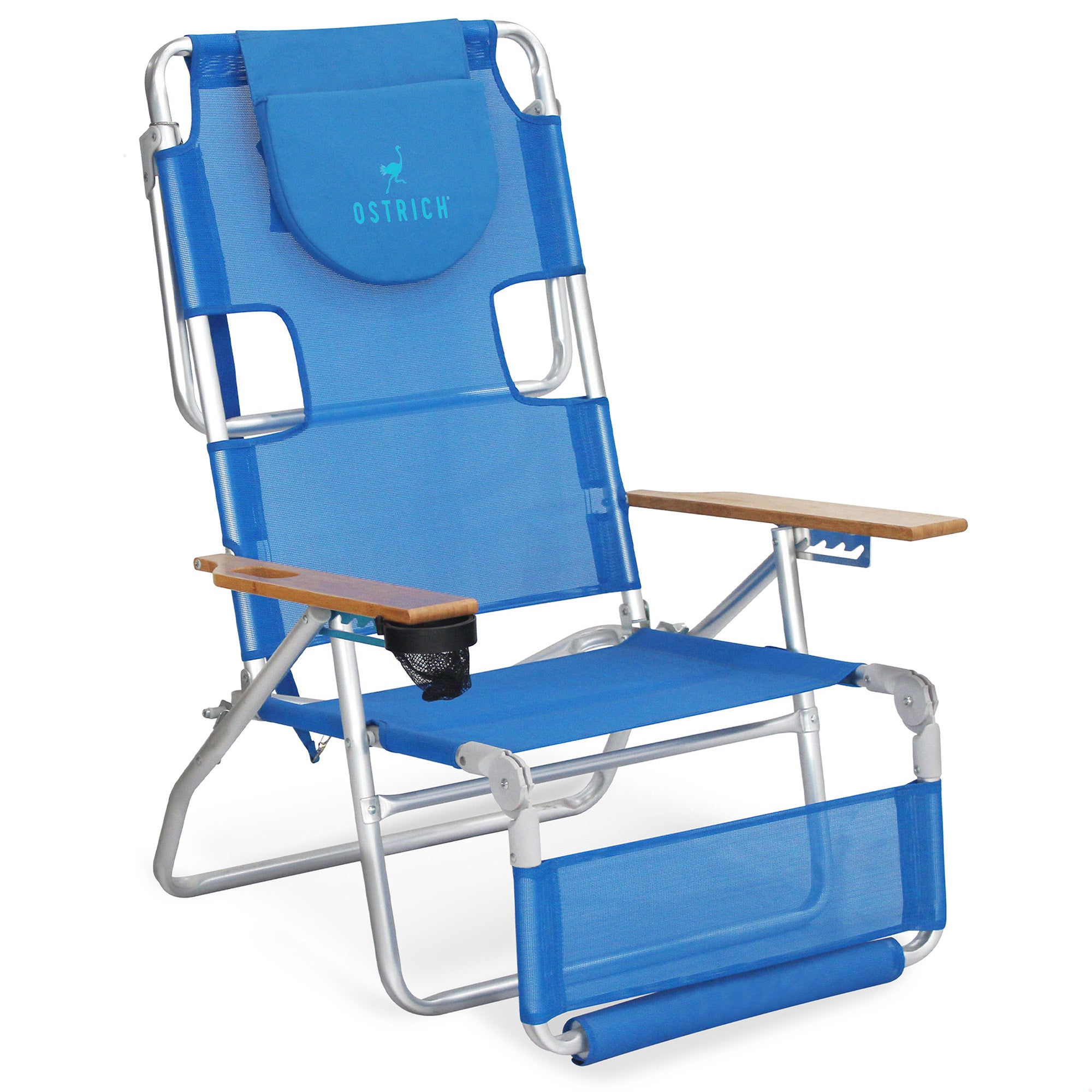 Ostrich Original 3N1 Lightweight Outdoor Beach Lounge Chair with Footrest, Blue - Smart-nests