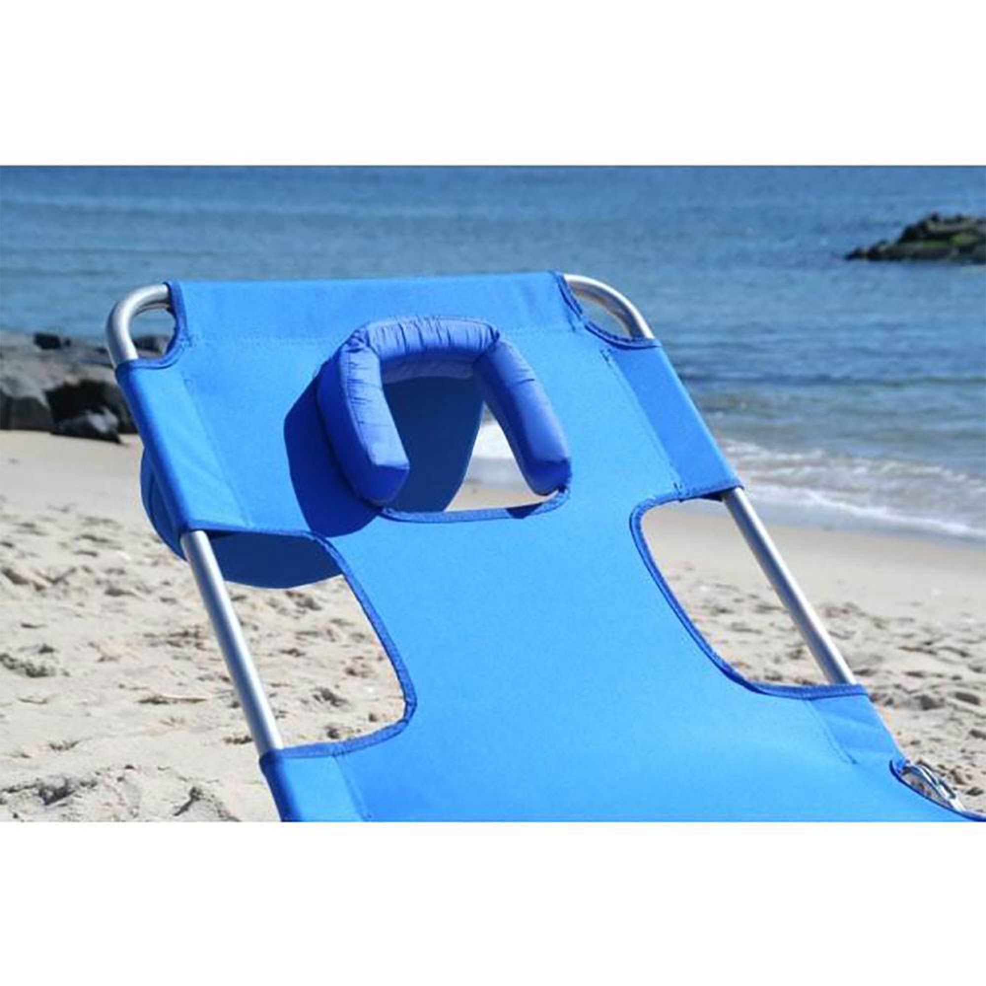 Ostrich Chaise Lounge, Facedown Beach Camping Pool Tanning Chair, Ocean Blue - Smart-nests