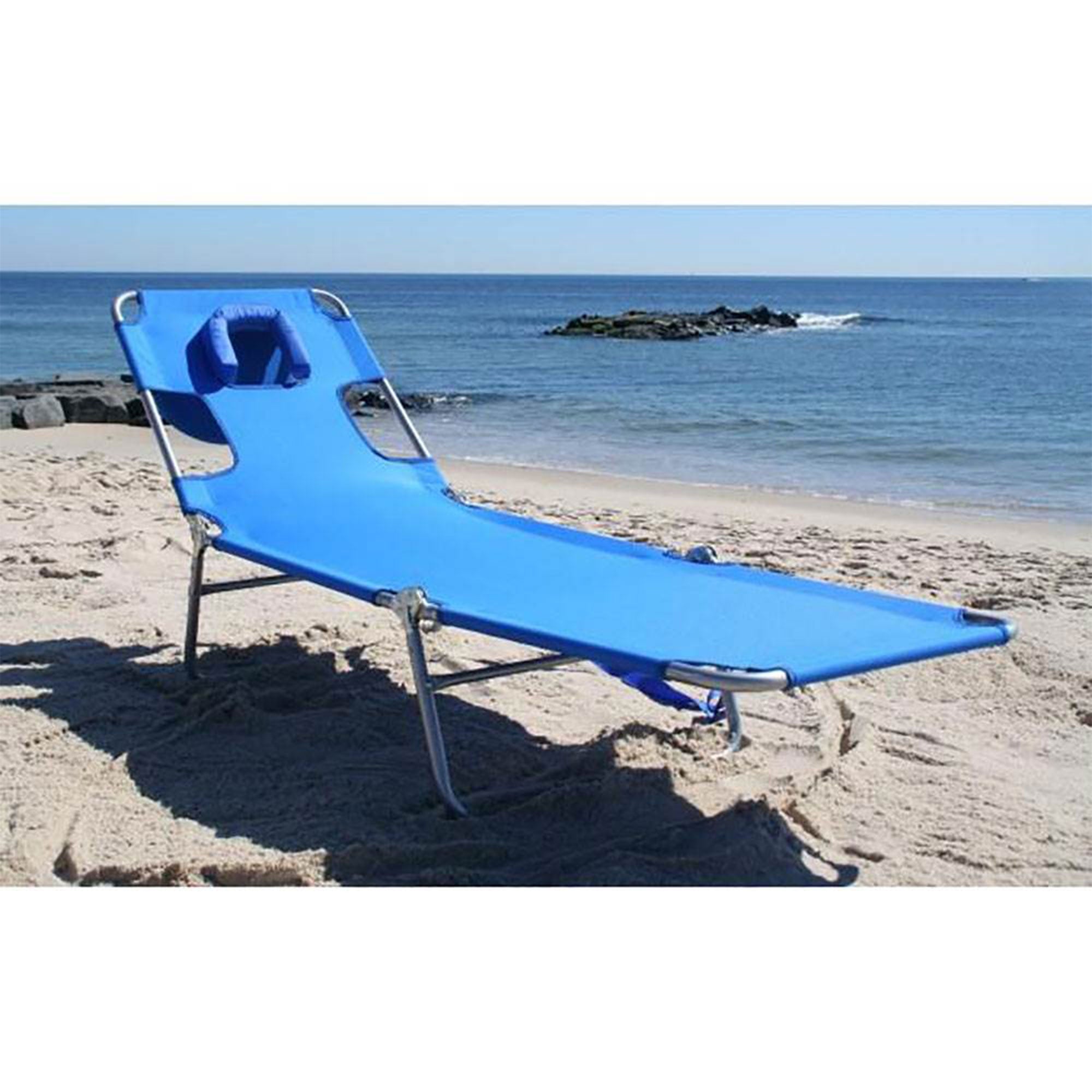 Ostrich Chaise Lounge, Facedown Beach Camping Pool Tanning Chair, Ocean Blue - Smart-nests