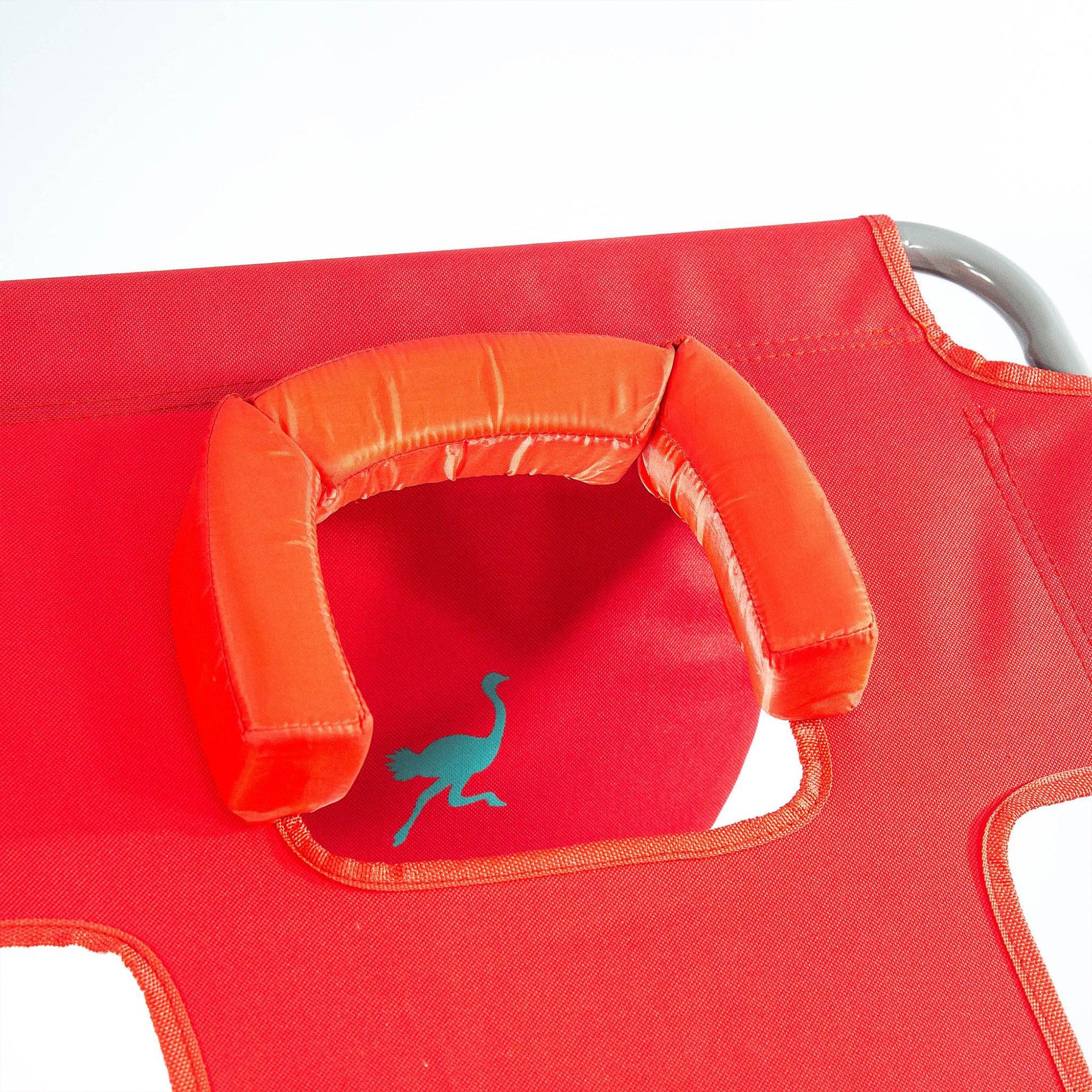 Ostrich Chaise Lounge, Portable Facedown Beach Camping Pool Tanning Chair, Red - Smart-nests