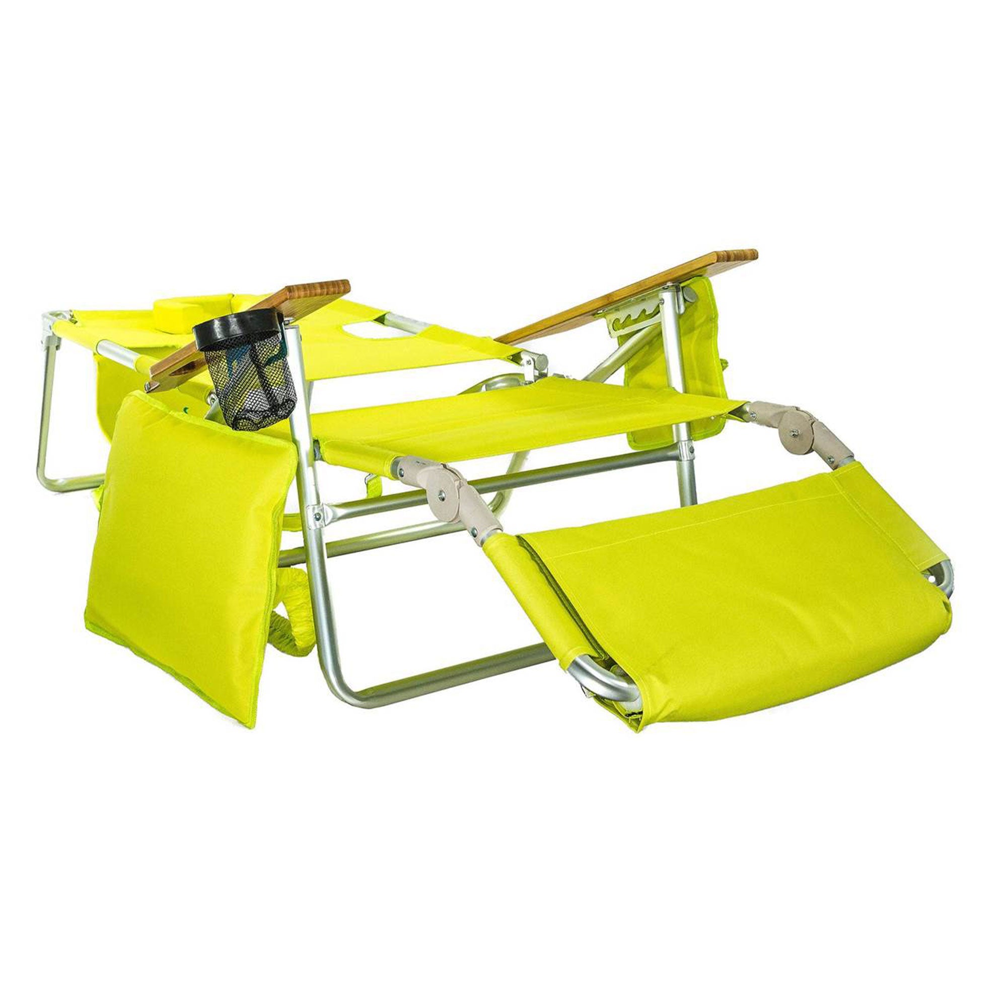 Ostrich Deluxe 3N1 Outdoor Lawn Beach Lounge Chair with Footrest, Lime Green - Smart-nests