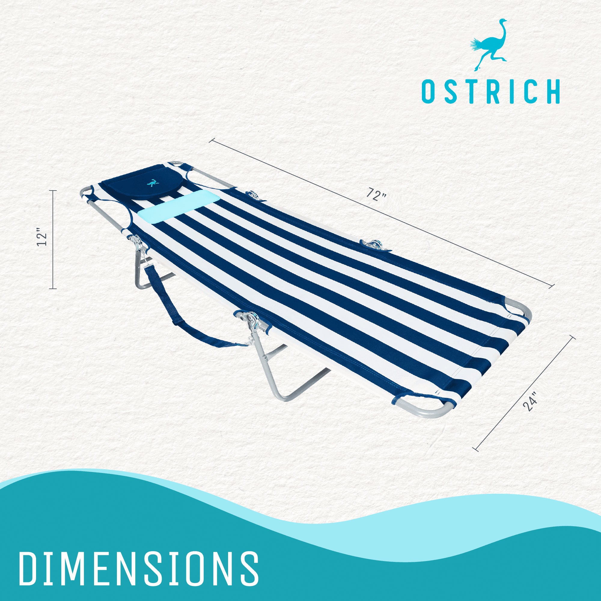 Ostrich Ladies Comfort Lounger, Beach Camping Pool Tanning Chair, Blue Stripe - Smart-nests