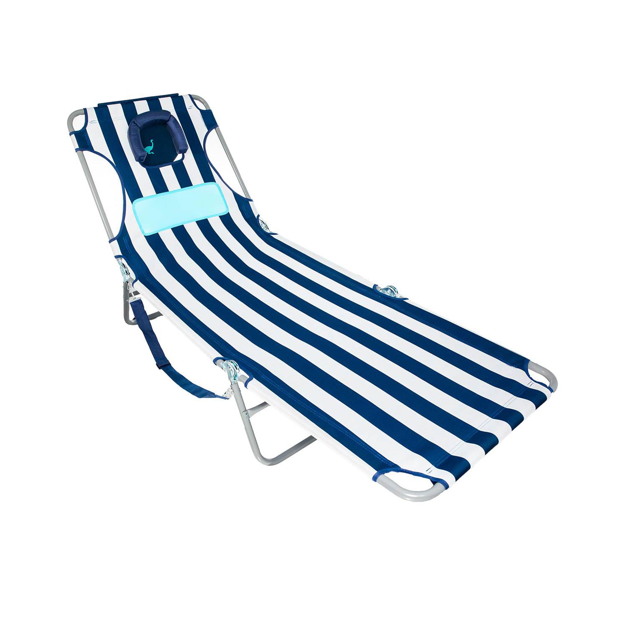 Ostrich Ladies Comfort Lounger, Beach Camping Pool Tanning Chair, Blue Stripe - Smart-nests