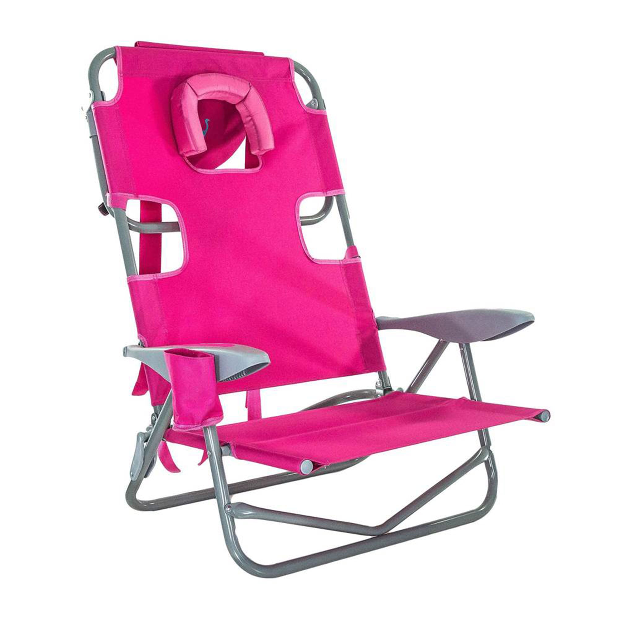 Ostrich On-Your-Back Outdoor Reclining Beach Lounge Pool Camping Chair, Pink - Smart-nests
