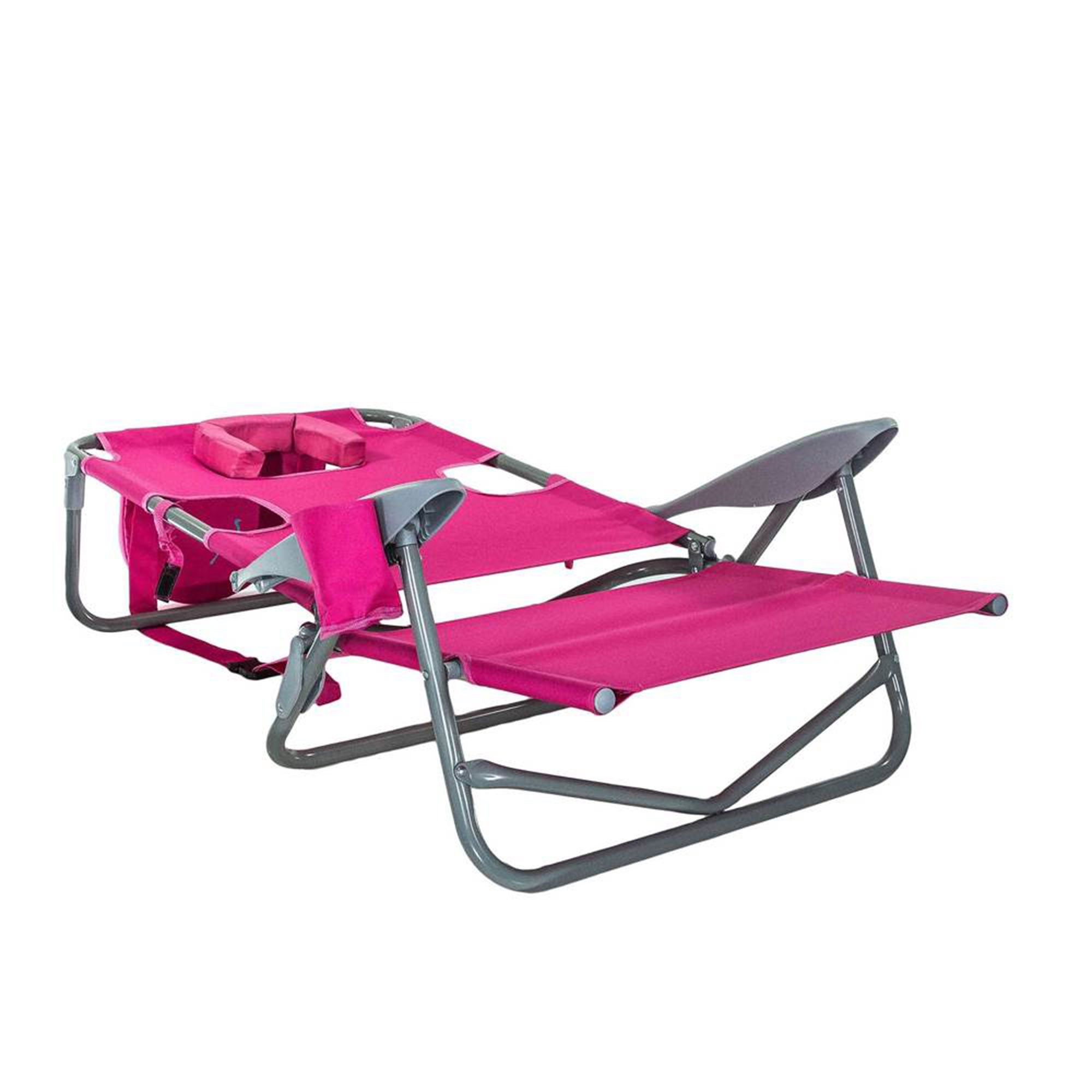 Ostrich On-Your-Back Outdoor Reclining Beach Lounge Pool Camping Chair, Pink - Smart-nests