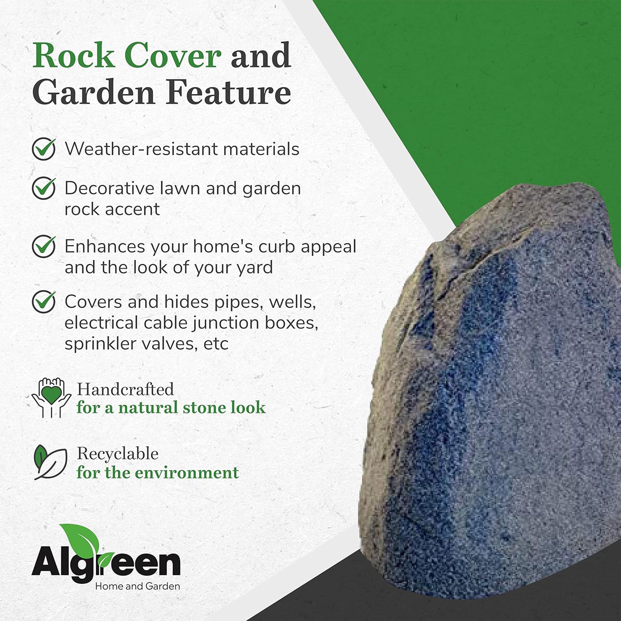 Algreen Receptacle Large Outdoor Rock Cover Decorative Garden Accent, Warm Gray - Smart-nests