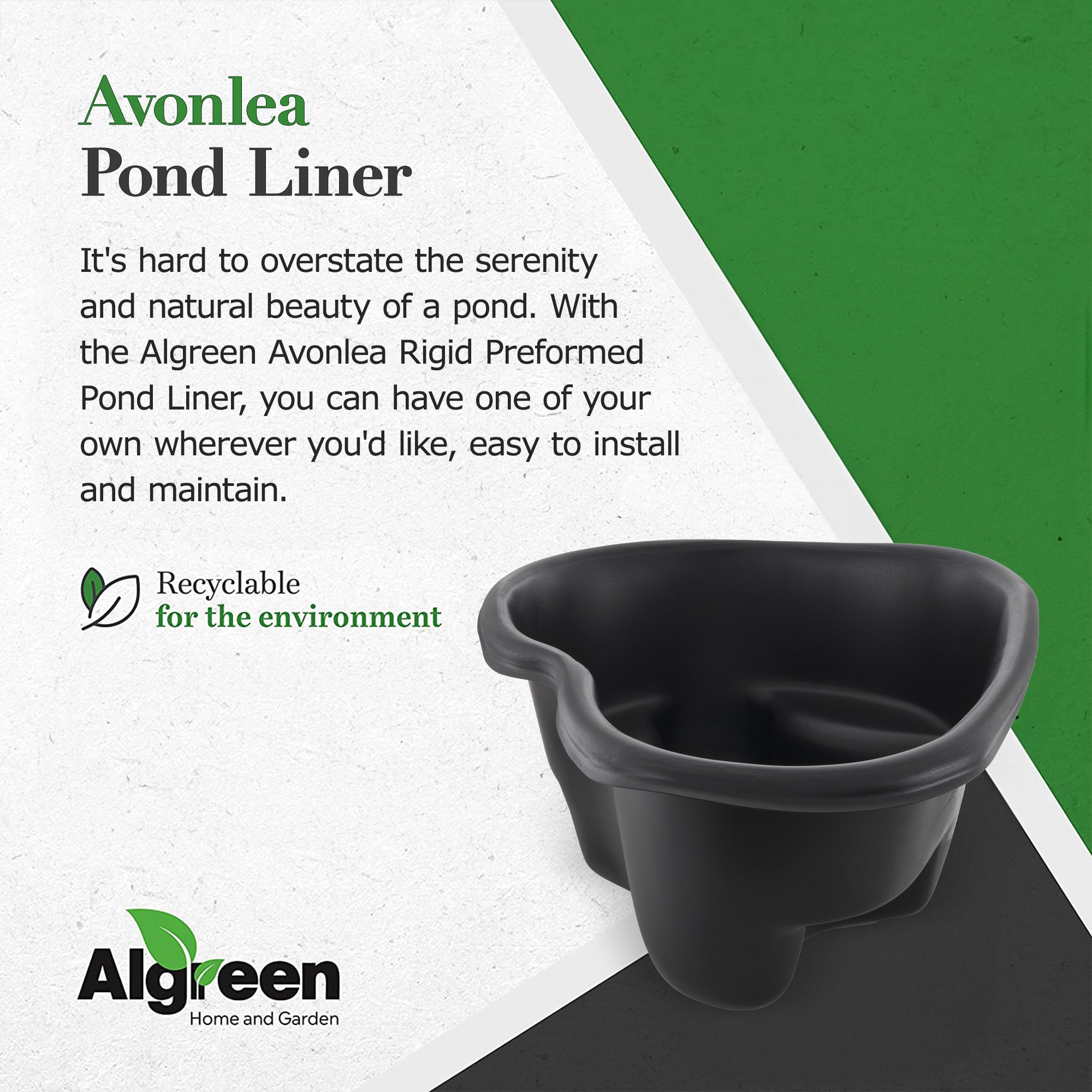Algreen 91901 Avonlea Rigid Preformed 33 Gallon Plant Safe Pond Liner, Black - Smart-nests