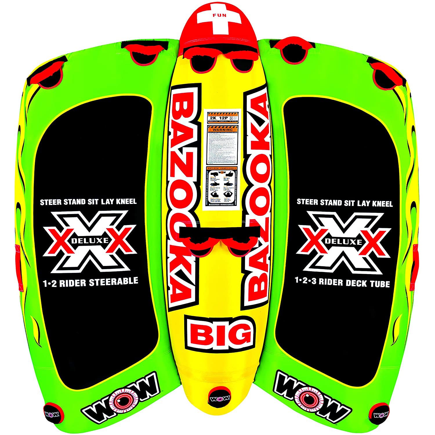 WOW Watersports 13-1010 Big Bazooka Steerable 1 to 4 Person Towable Tube, Green - Smart-nests