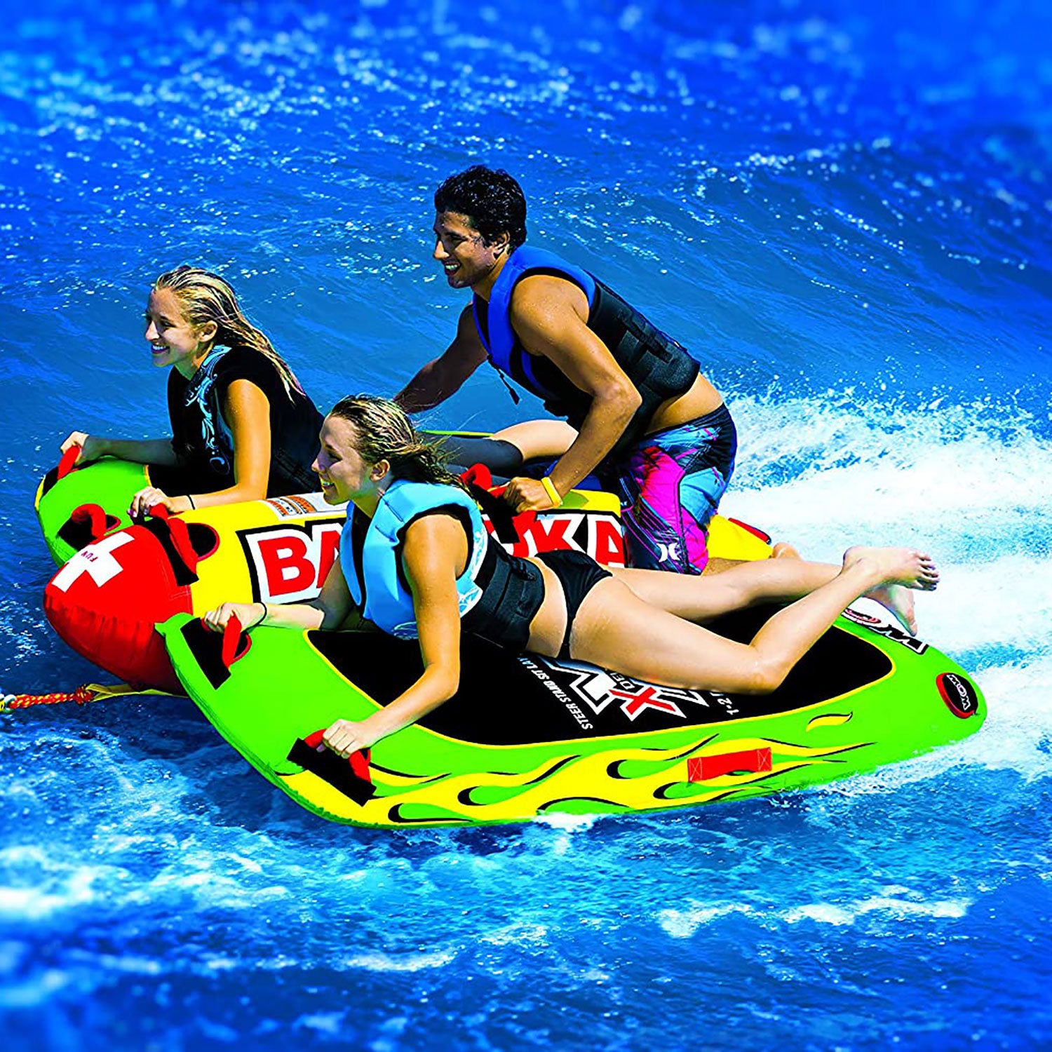 WOW Watersports 13-1010 Big Bazooka Steerable 1 to 4 Person Towable Tube, Green - Smart-nests