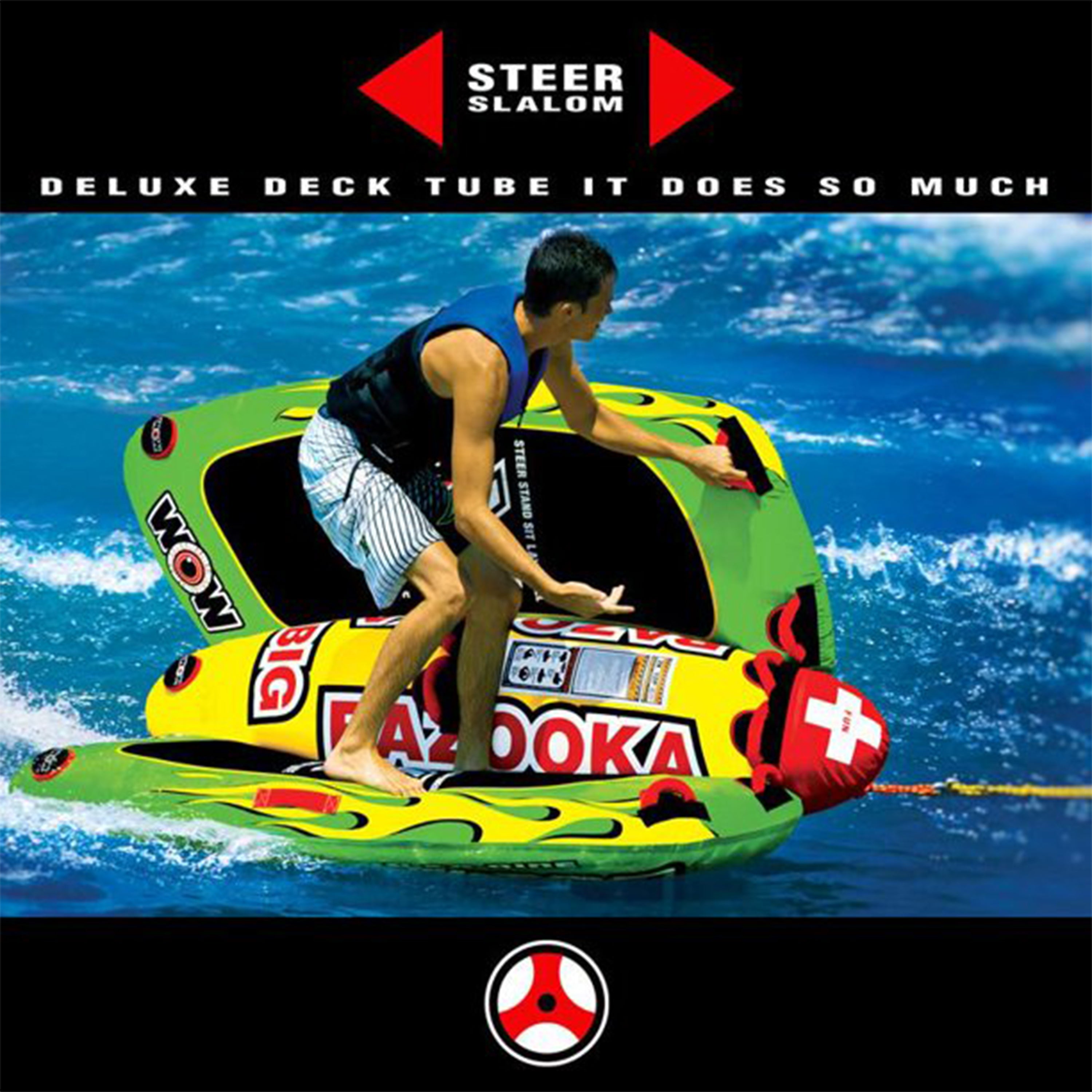 WOW Watersports 13-1010 Big Bazooka Steerable 1 to 4 Person Towable Tube, Green - Smart-nests