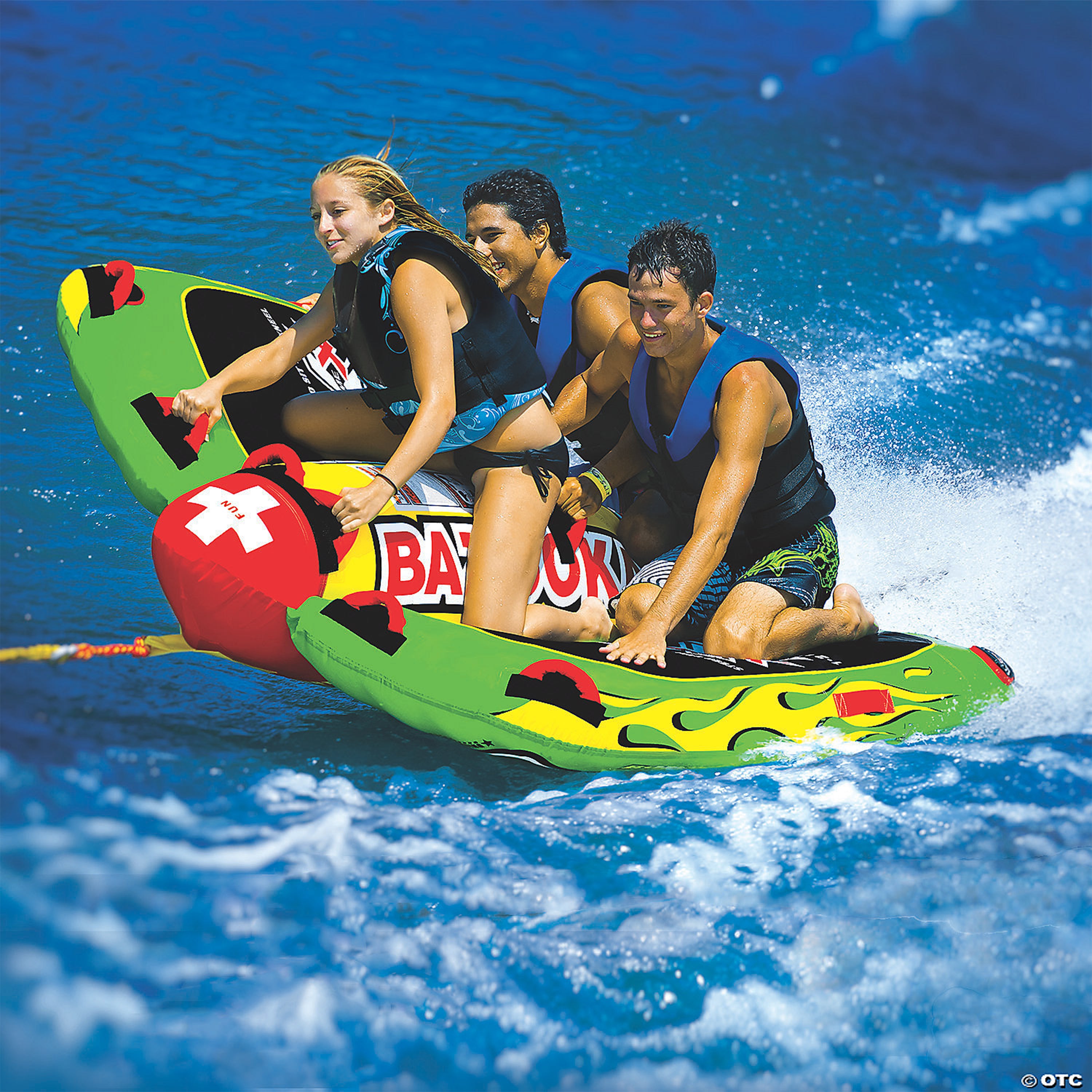 WOW Watersports 13-1010 Big Bazooka Steerable 1 to 4 Person Towable Tube, Green - Smart-nests
