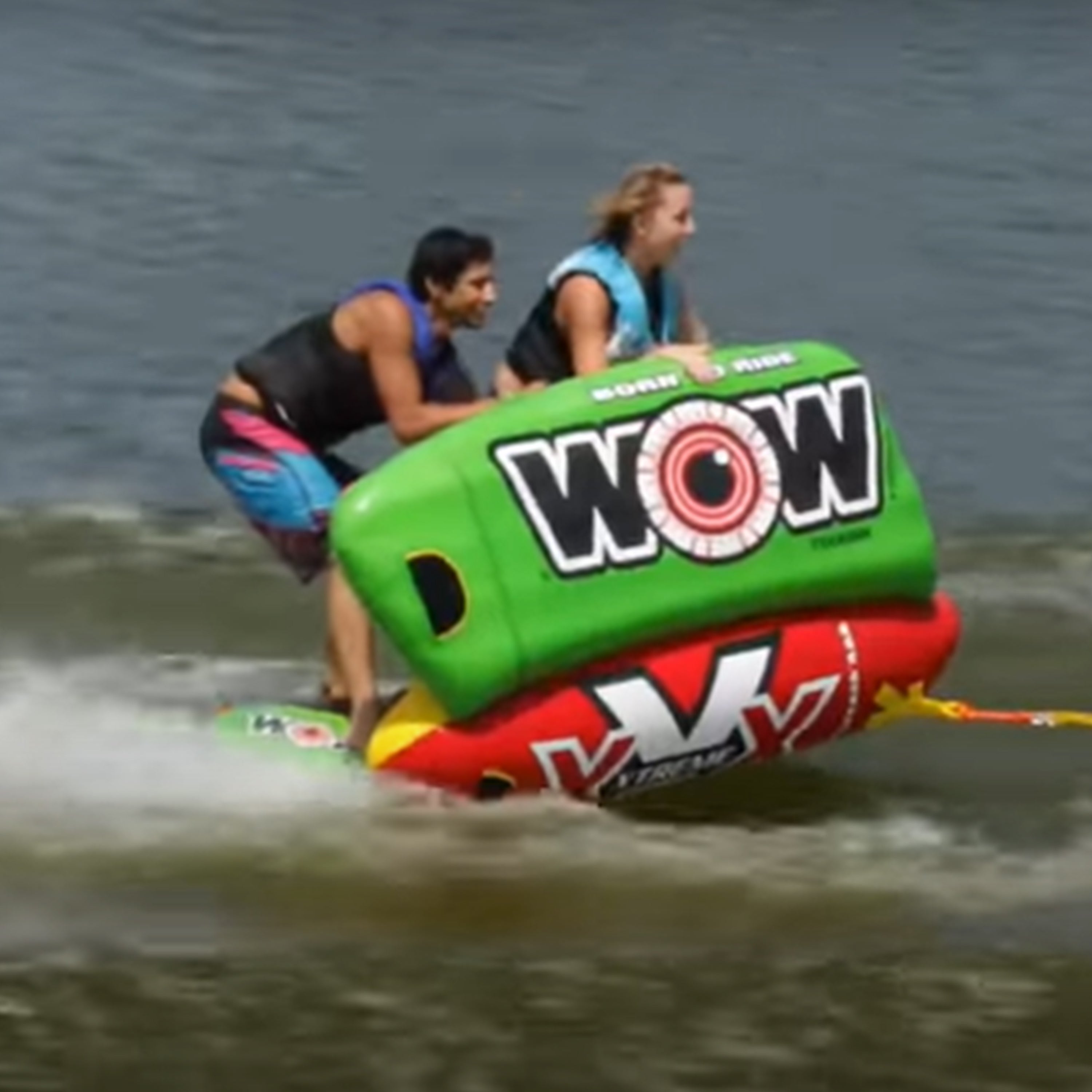 WOW Watersports 13-1010 Big Bazooka Steerable 1 to 4 Person Towable Tube, Green - Smart-nests