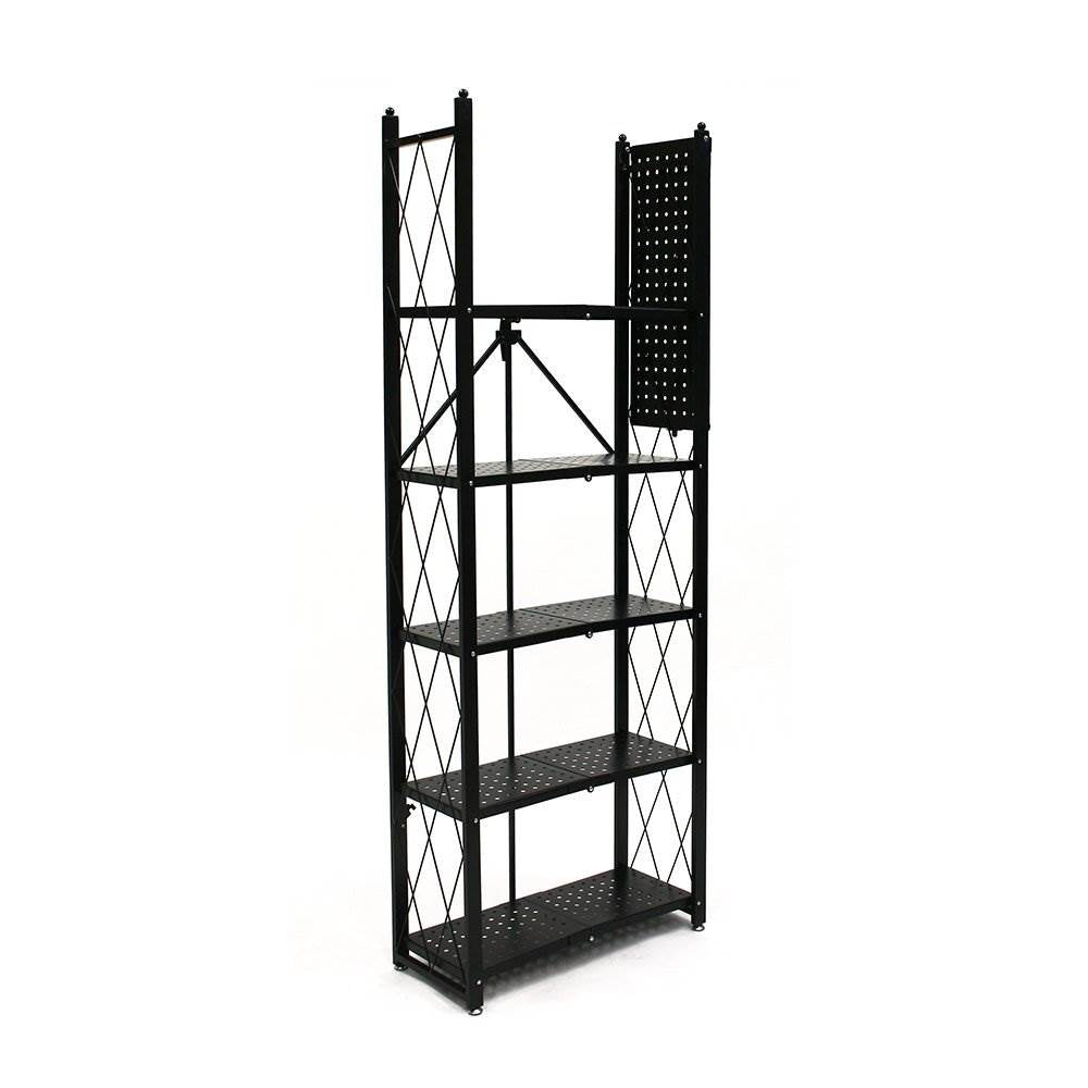 Origami 6 Shelf Bookcase Open Organizer Freestanding Living Room Shelves, Black - Smart-nests