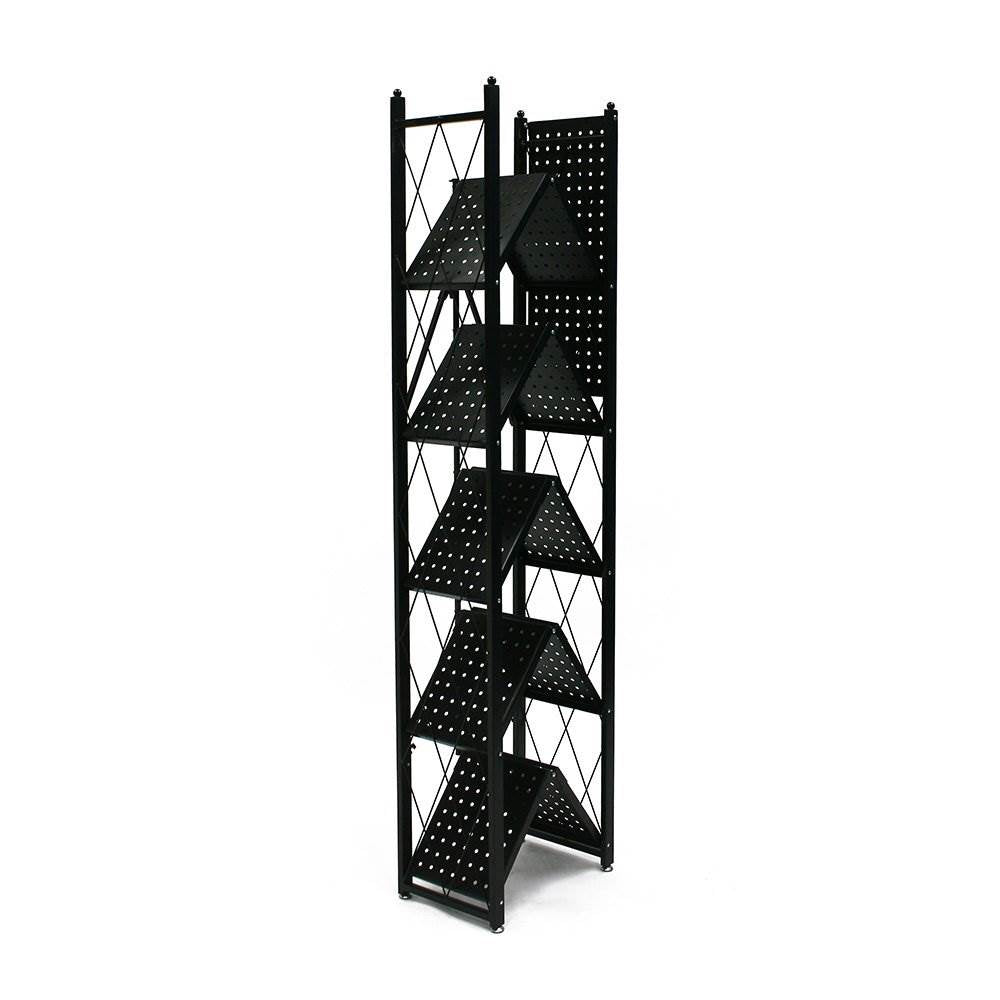 Origami 6 Shelf Bookcase Open Organizer Freestanding Living Room Shelves, Black - Smart-nests