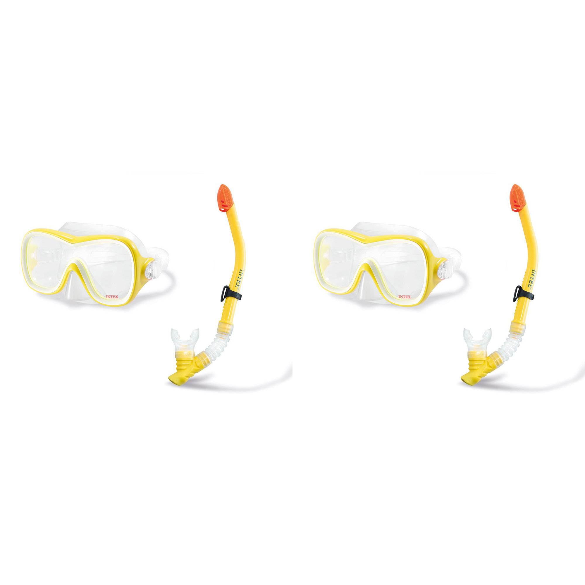 Intex Wave Rider Hypoallergenic Latex Free Mask & Easy Flow Snorkel Set (2 Pack) - Smart-nests
