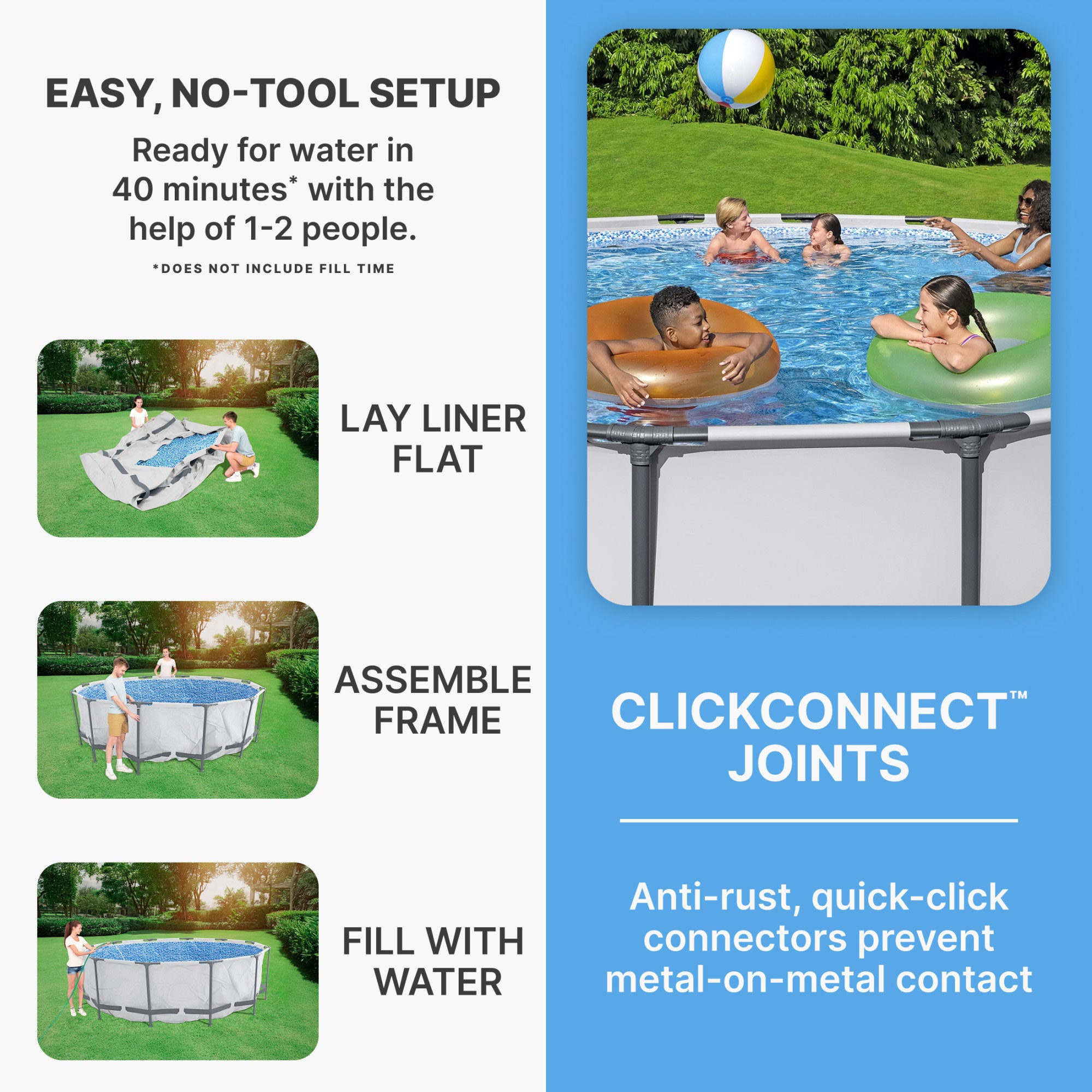 Bestway Steel Pro MAX 15 Foot by 48 Inches Round Above Ground Swimming Pool - Smart-nests
