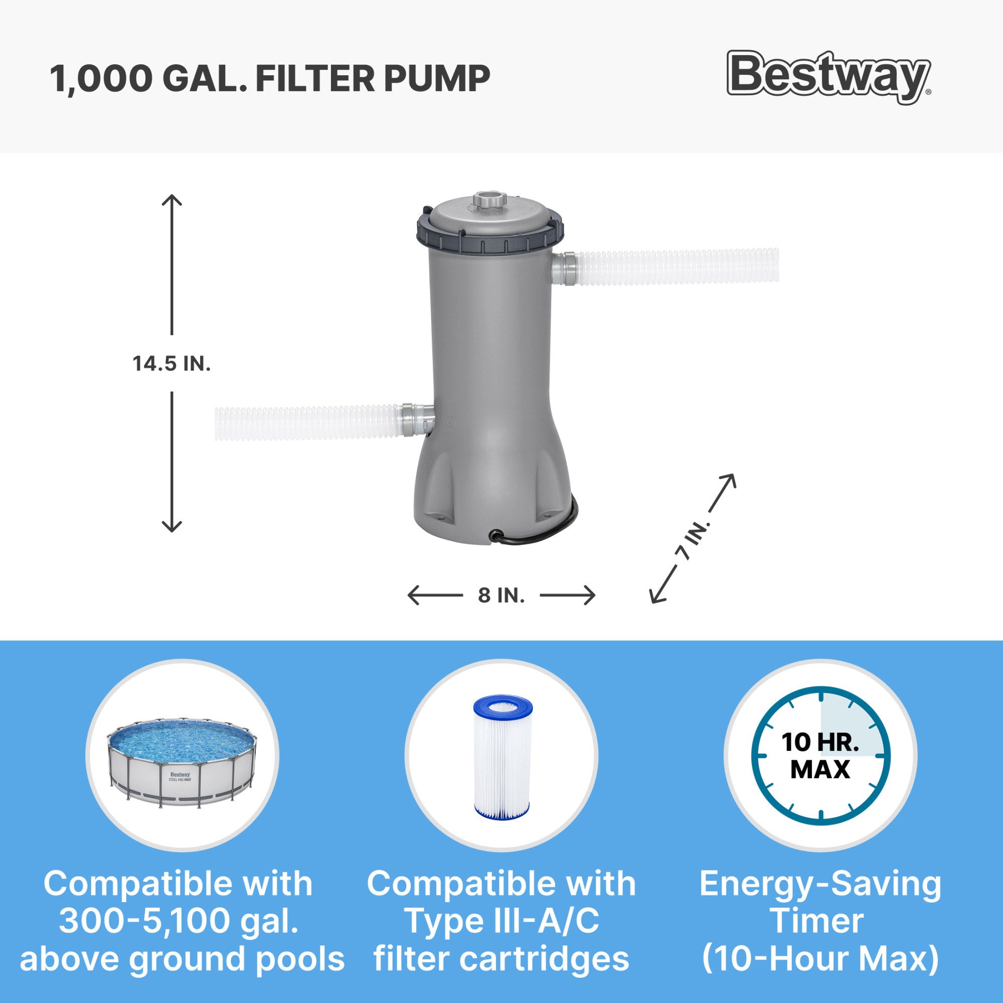 Bestway Steel Pro MAX 15 Foot by 48 Inches Round Above Ground Swimming Pool - Smart-nests