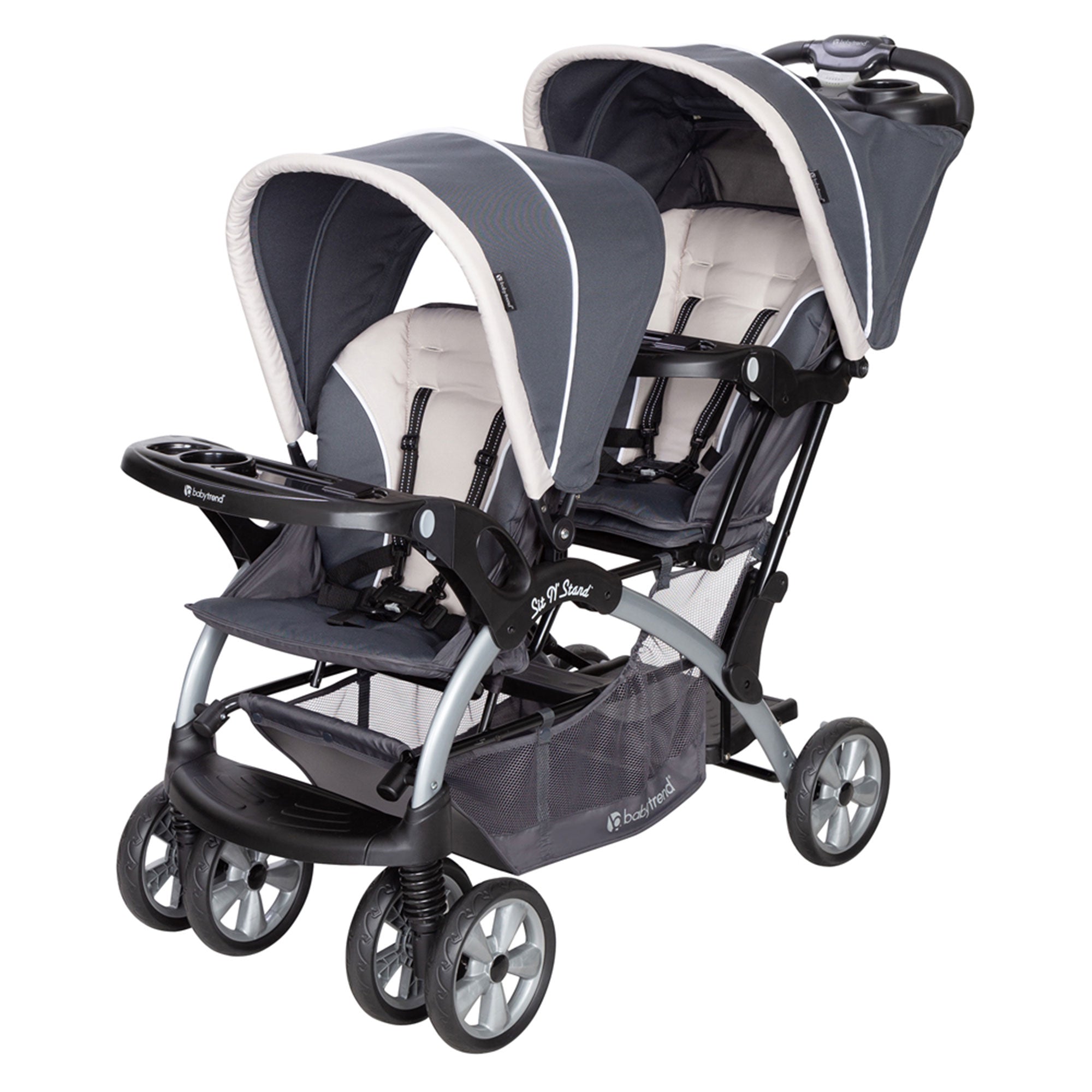 Baby Trend Sit N' Stand Easy Fold Travel Toddler/Baby Double Stroller, Magnolia - Smart-nests