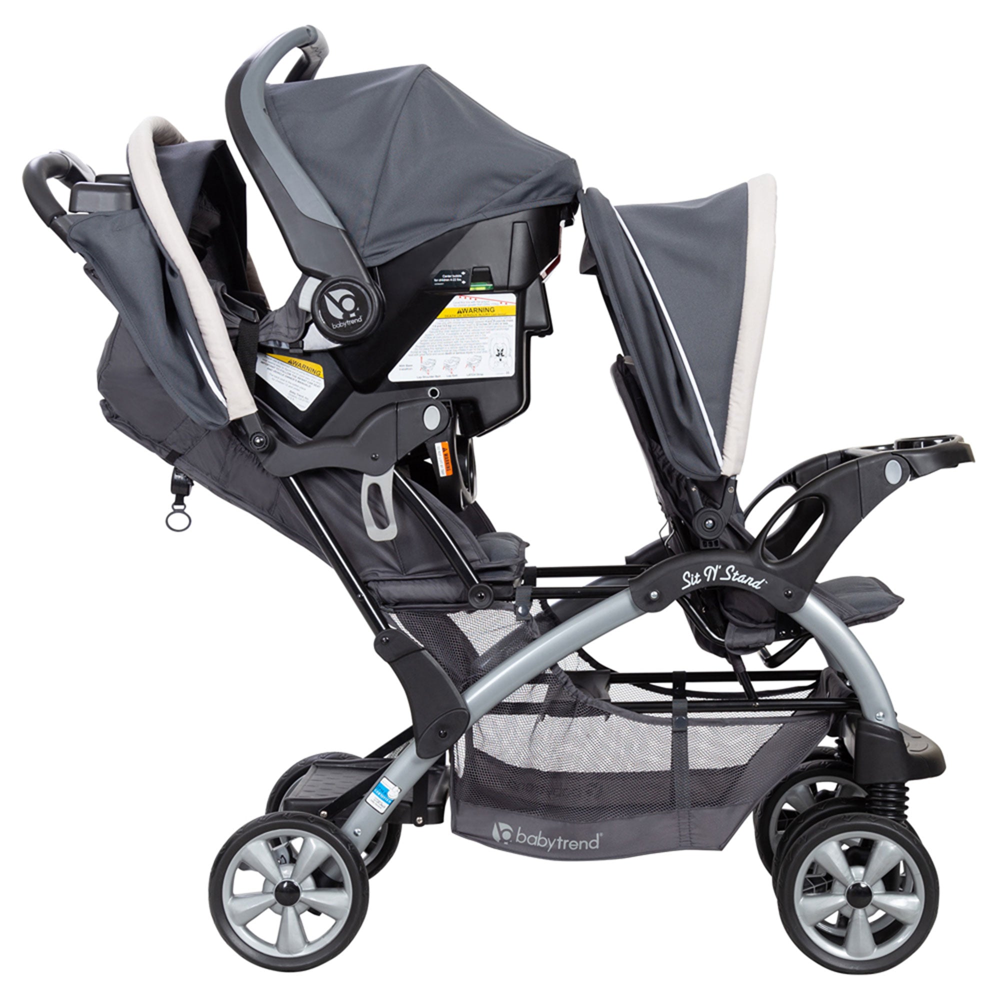 Baby Trend Sit N' Stand Easy Fold Travel Toddler/Baby Double Stroller, Magnolia - Smart-nests
