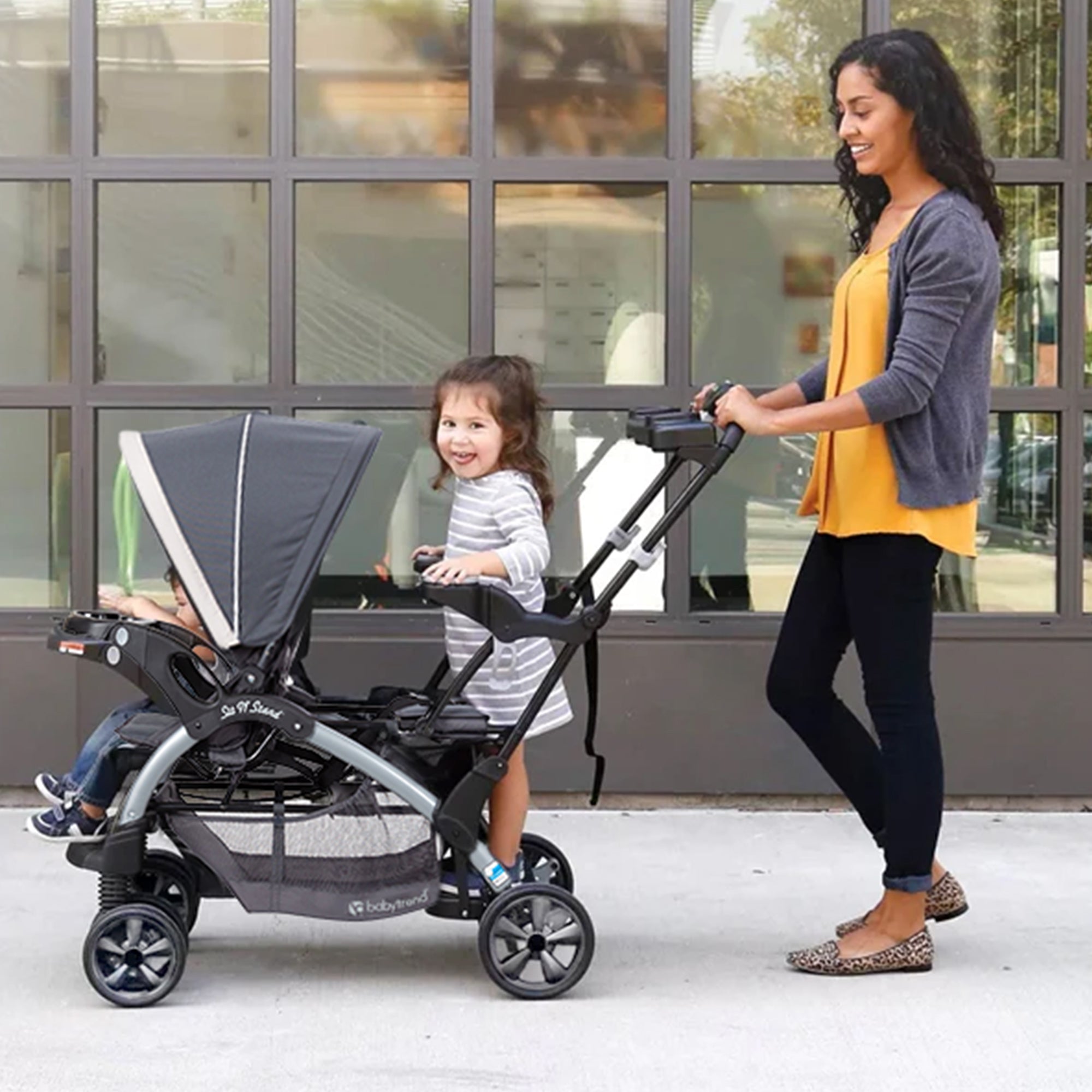 Baby Trend Sit N' Stand Easy Fold Travel Toddler/Baby Double Stroller, Magnolia - Smart-nests