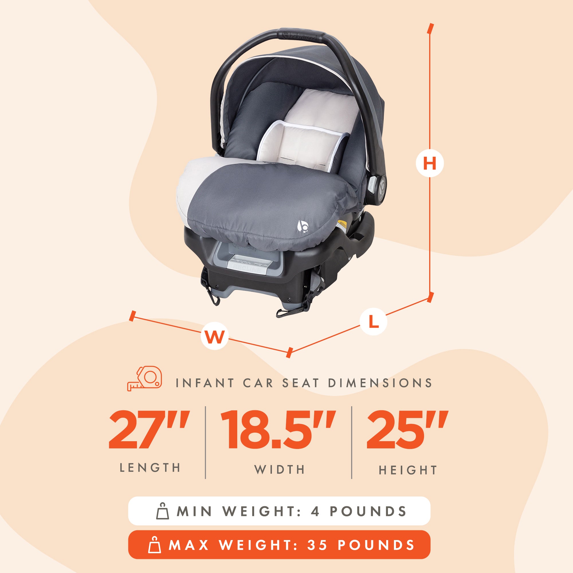 Baby Trend Ally Newborn Baby Infant Car Seat Travel System w/Cover,Gray Magnolia - Smart-nests