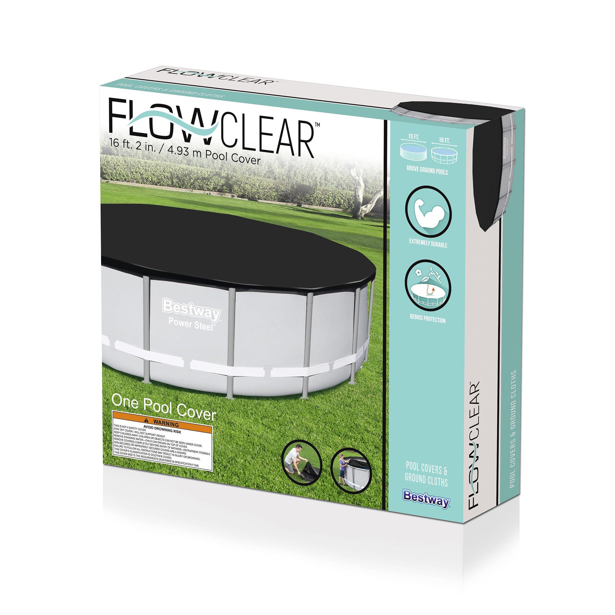 Bestway Round PVC 16' Pool Cover for Above Ground Pro Frame Pools (Cover Only) - Smart-nests