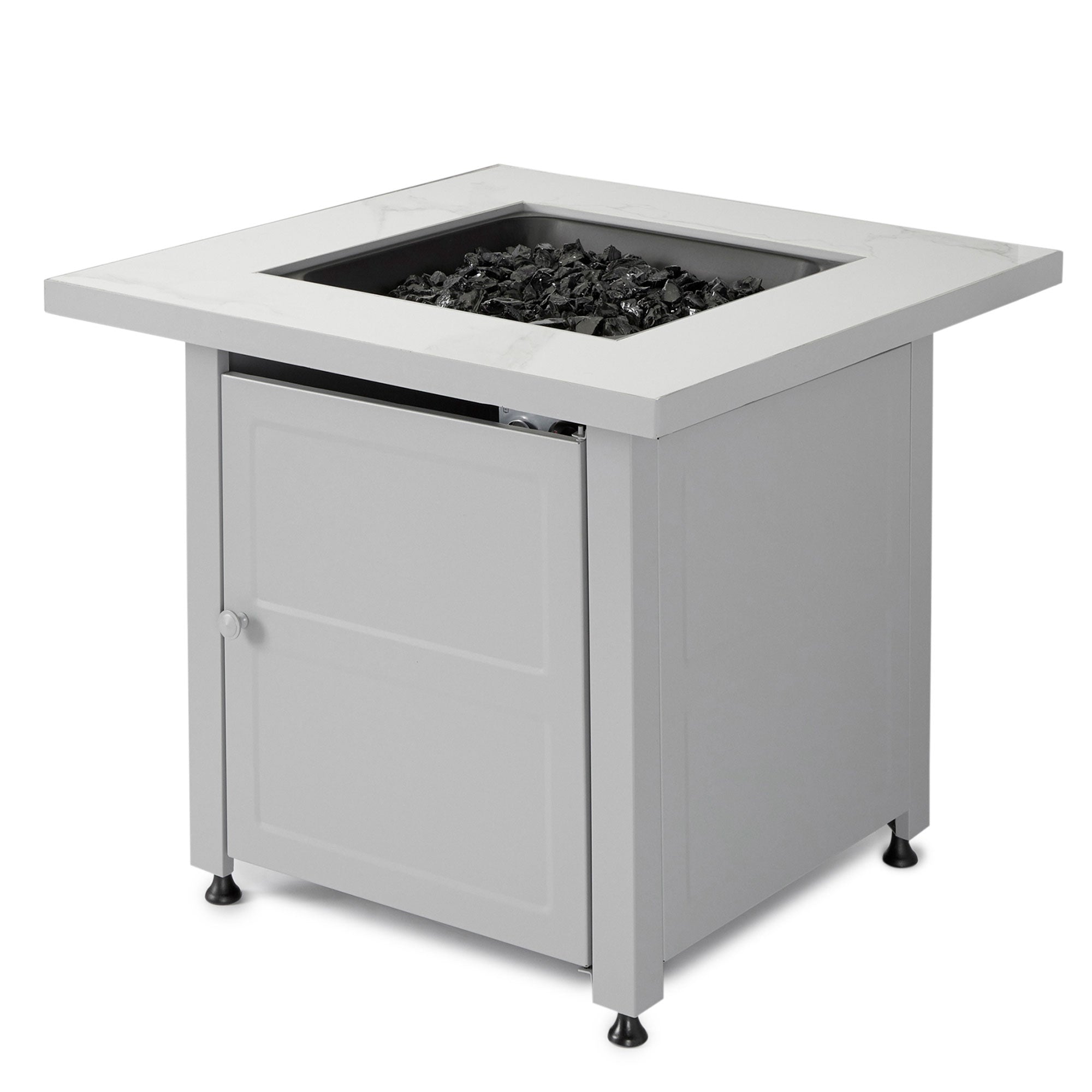 Endless Summer Outdoor Fire Pit Table with Faux Marble Finish, Black Glass - Smart-nests