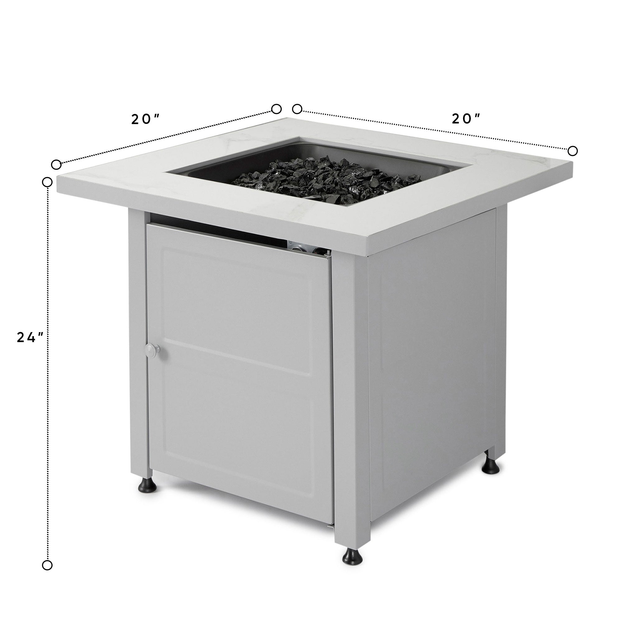 Endless Summer Outdoor Fire Pit Table with Faux Marble Finish, Black Glass - Smart-nests