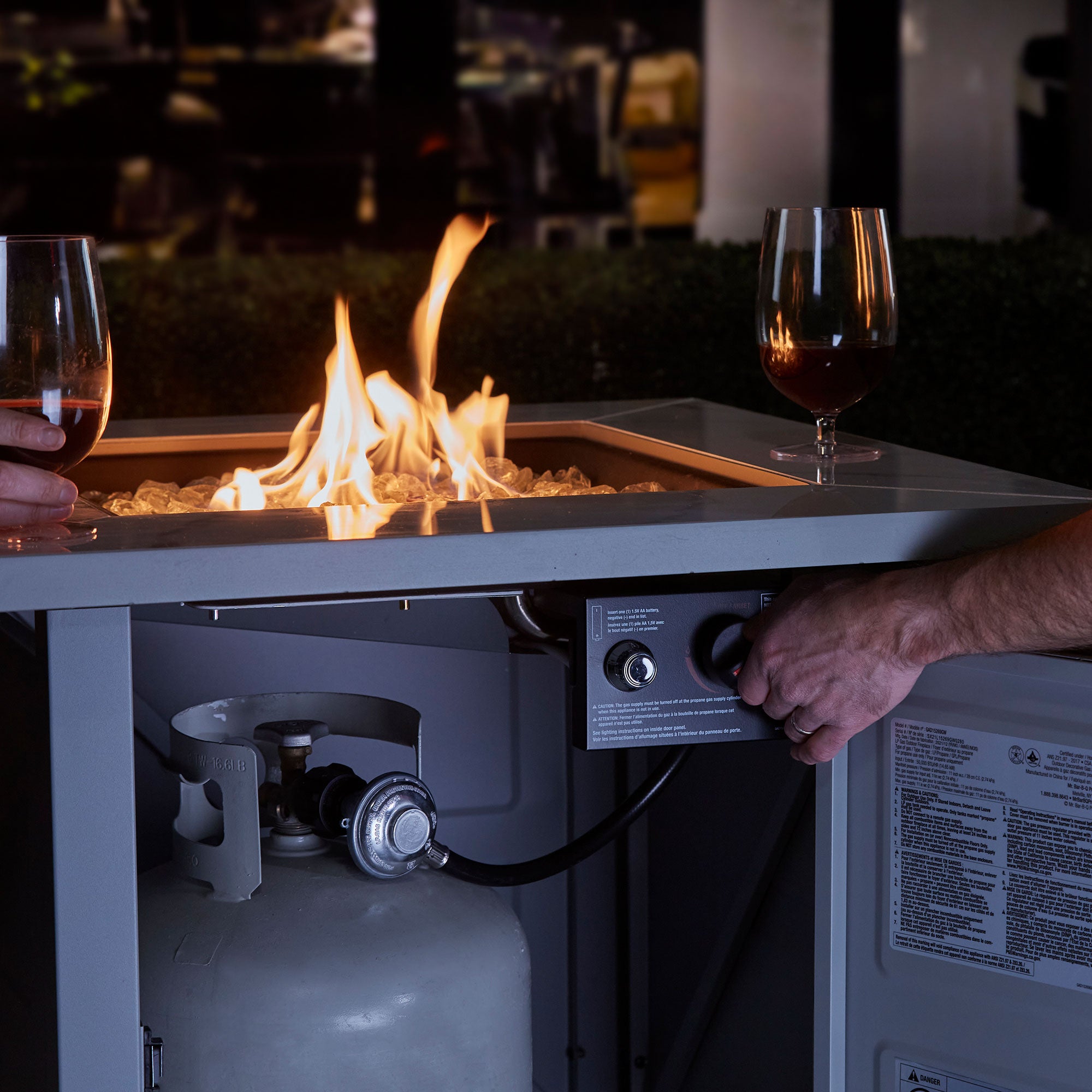 Endless Summer Outdoor Fire Pit Table with Faux Marble Finish, White Glass - Smart-nests