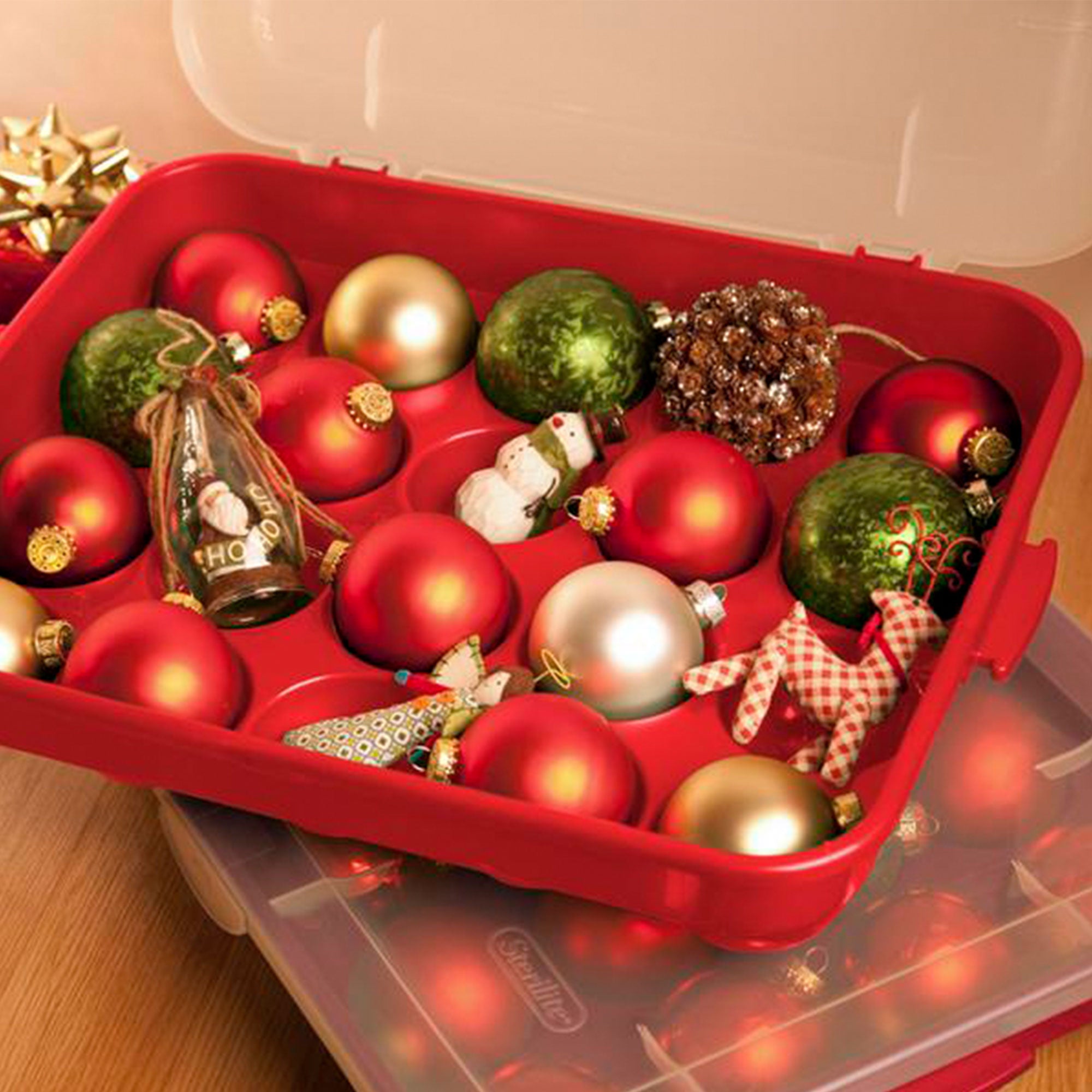 Sterilite 20 Compartment Christmas Holiday Ornament Box Storage Case (6 Pack) - Smart-nests