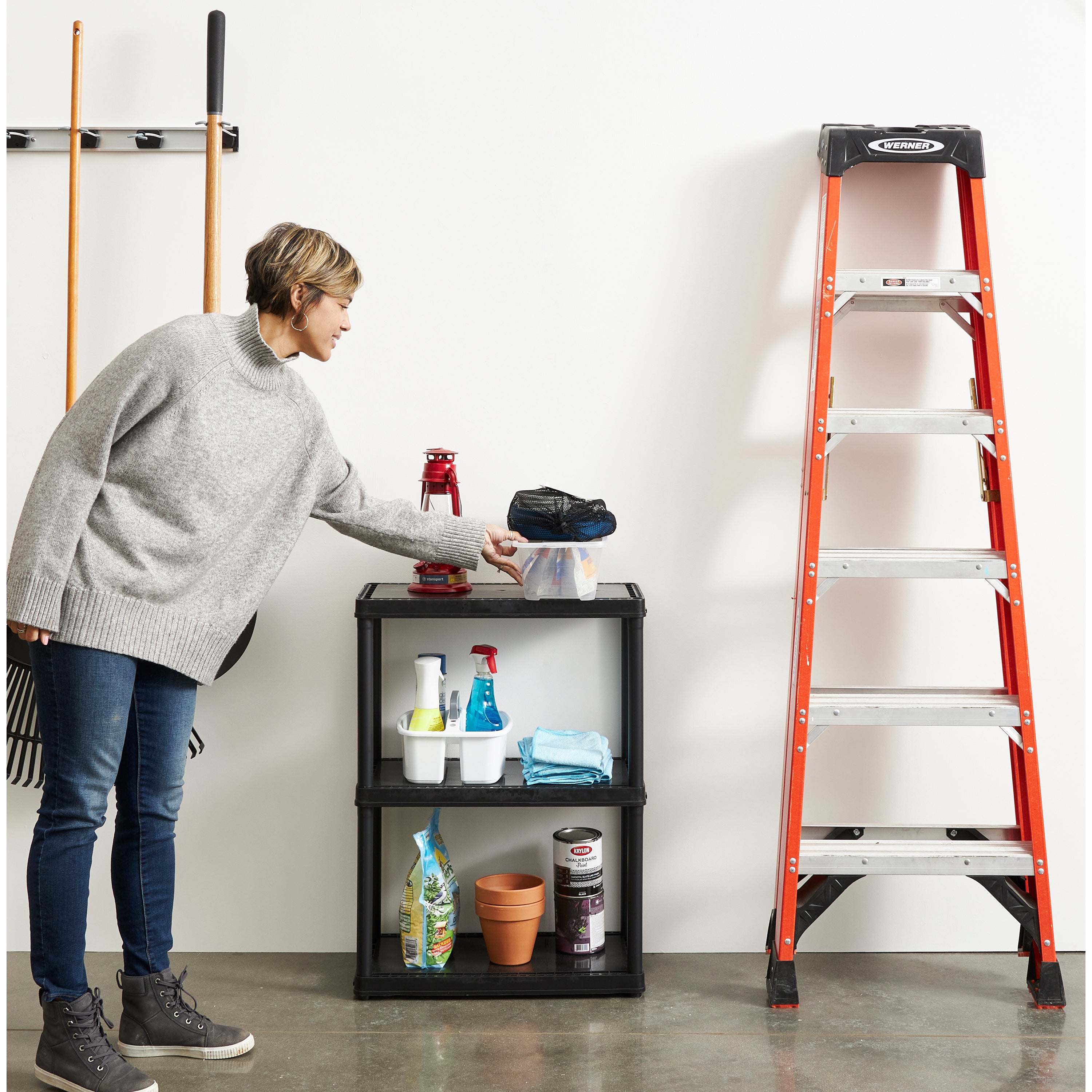 Gracious Living 3 Shelf Fixed Height Solid Light Duty Home Storage Unit, Black - Smart-nests