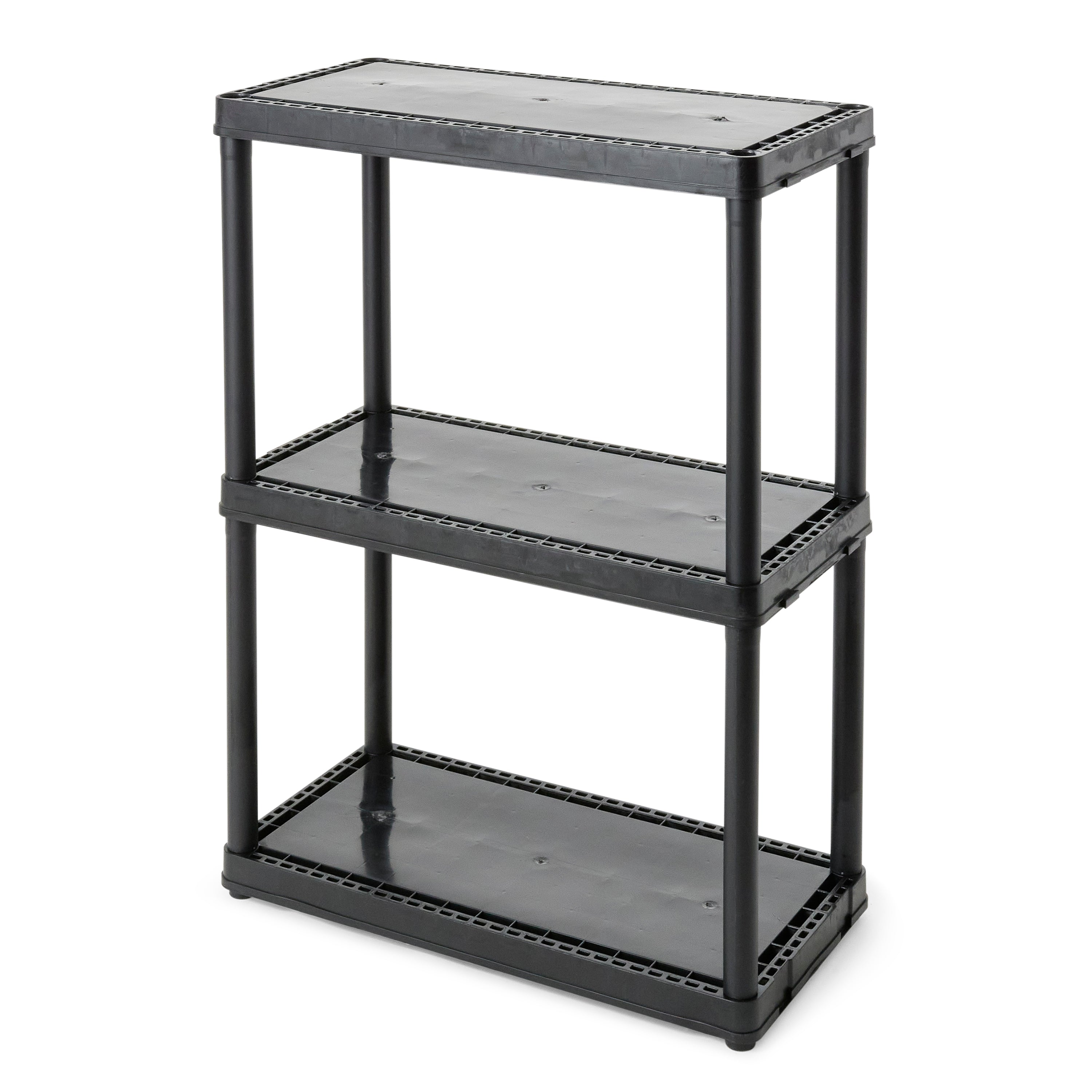 Gracious Living 3 Shelf Fixed Height Solid Light Duty Home Storage Unit, Black - Smart-nests