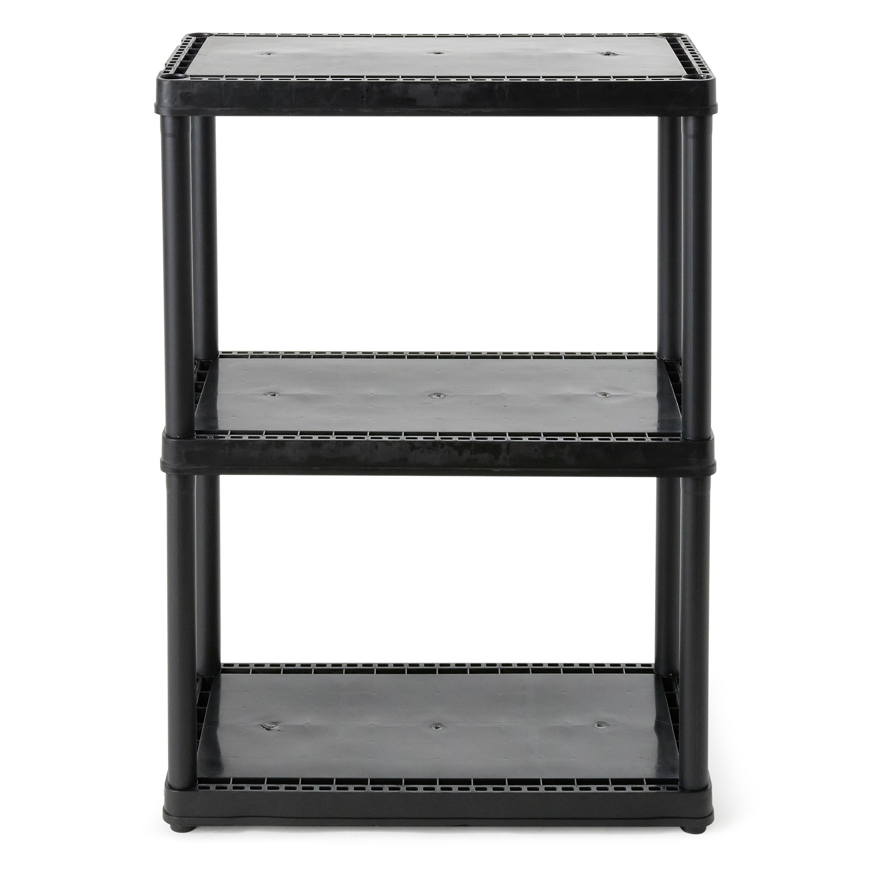 Gracious Living 3 Shelf Fixed Height Solid Light Duty Home Storage Unit, Black - Smart-nests