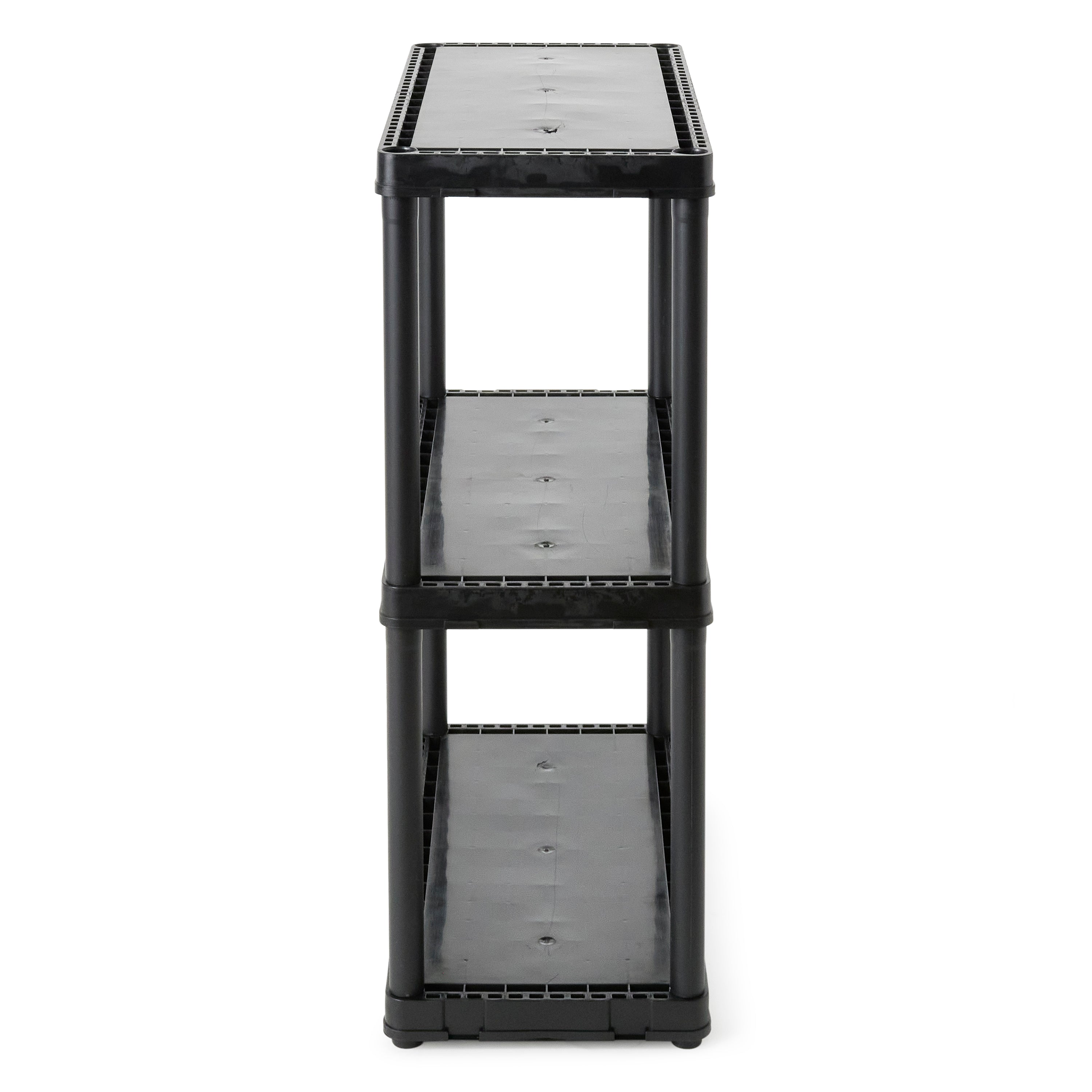 Gracious Living 3 Shelf Fixed Height Solid Light Duty Home Storage Unit, Black - Smart-nests