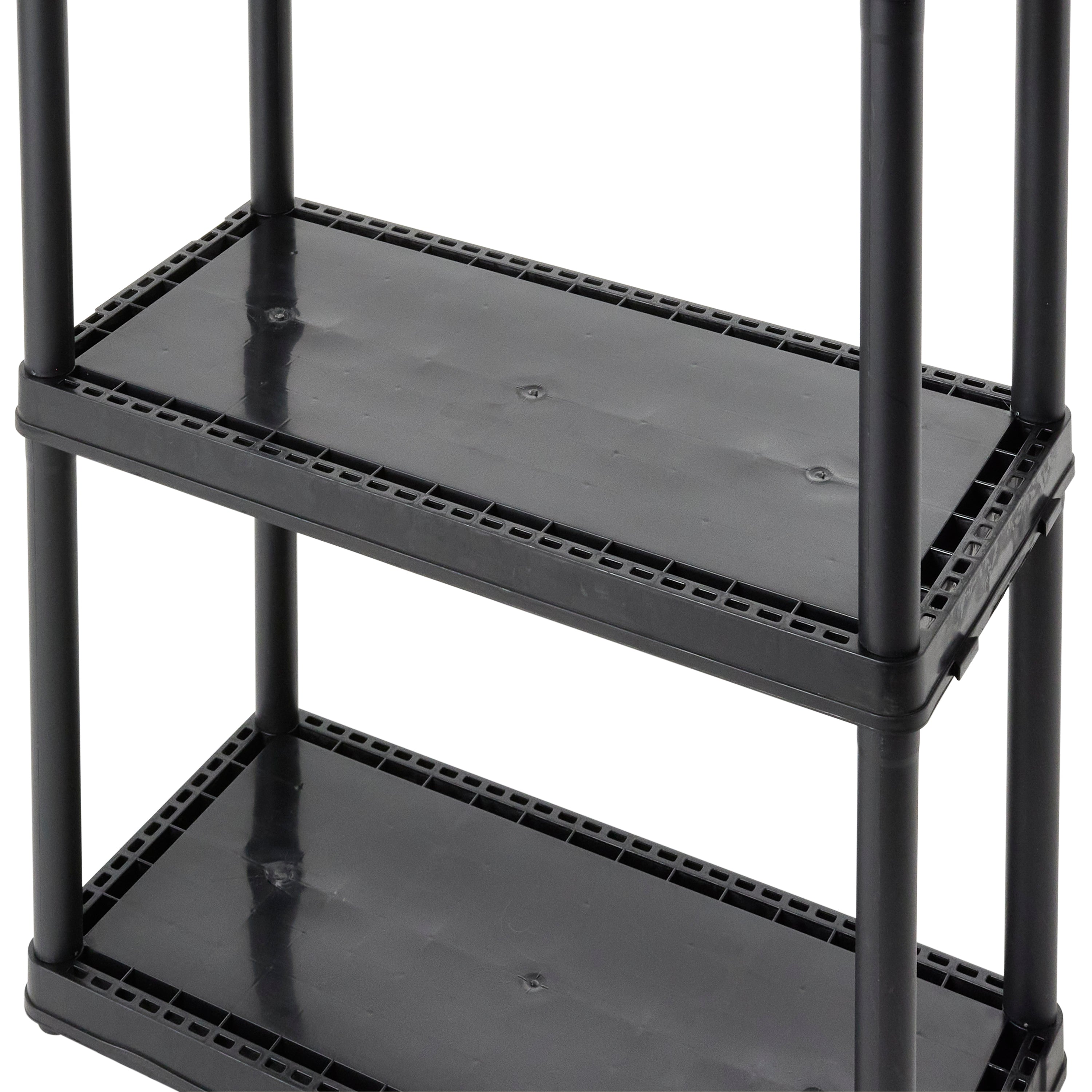 Gracious Living 3 Shelf Fixed Height Solid Light Duty Home Storage Unit, Black - Smart-nests