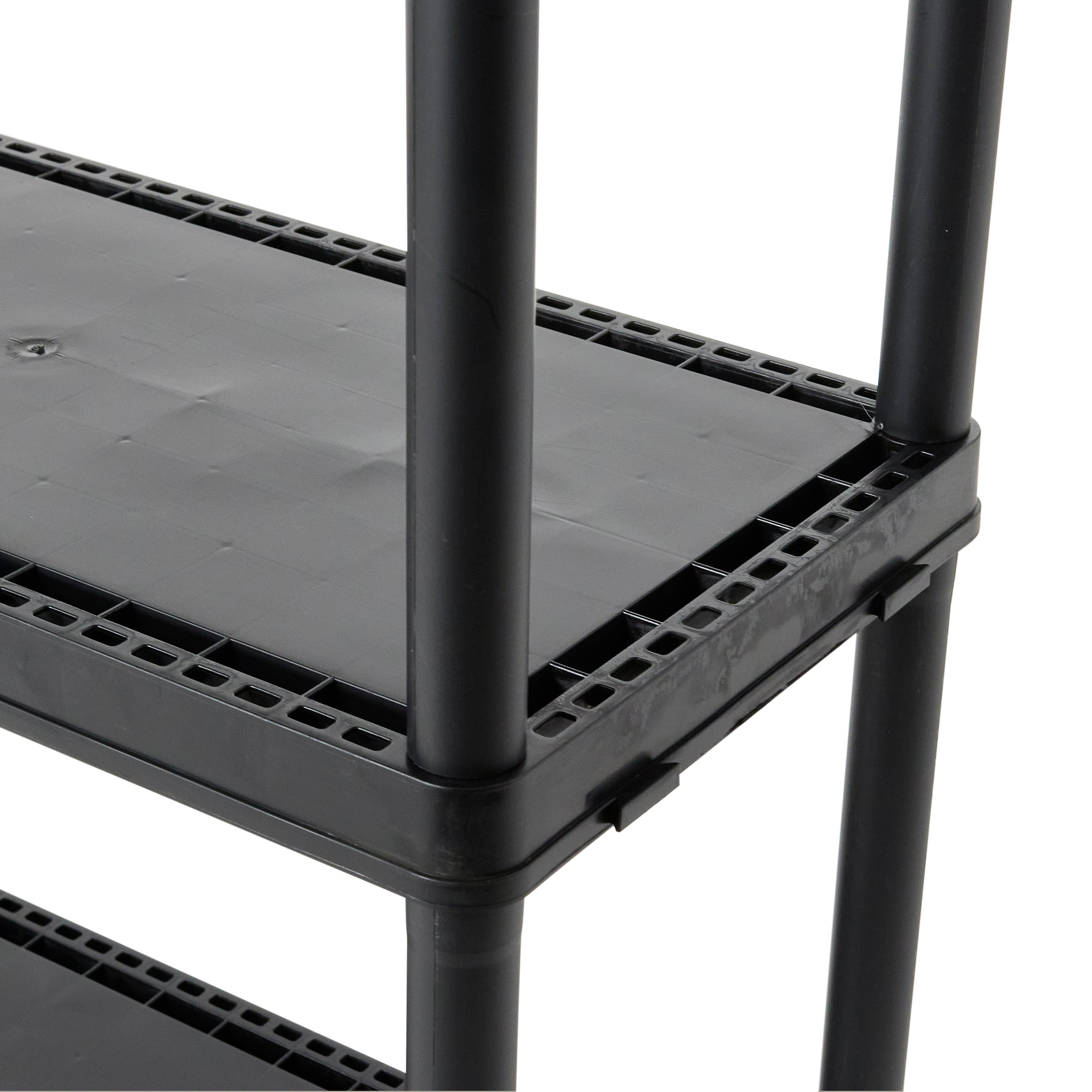 Gracious Living 3 Shelf Fixed Height Solid Light Duty Home Storage Unit, Black - Smart-nests