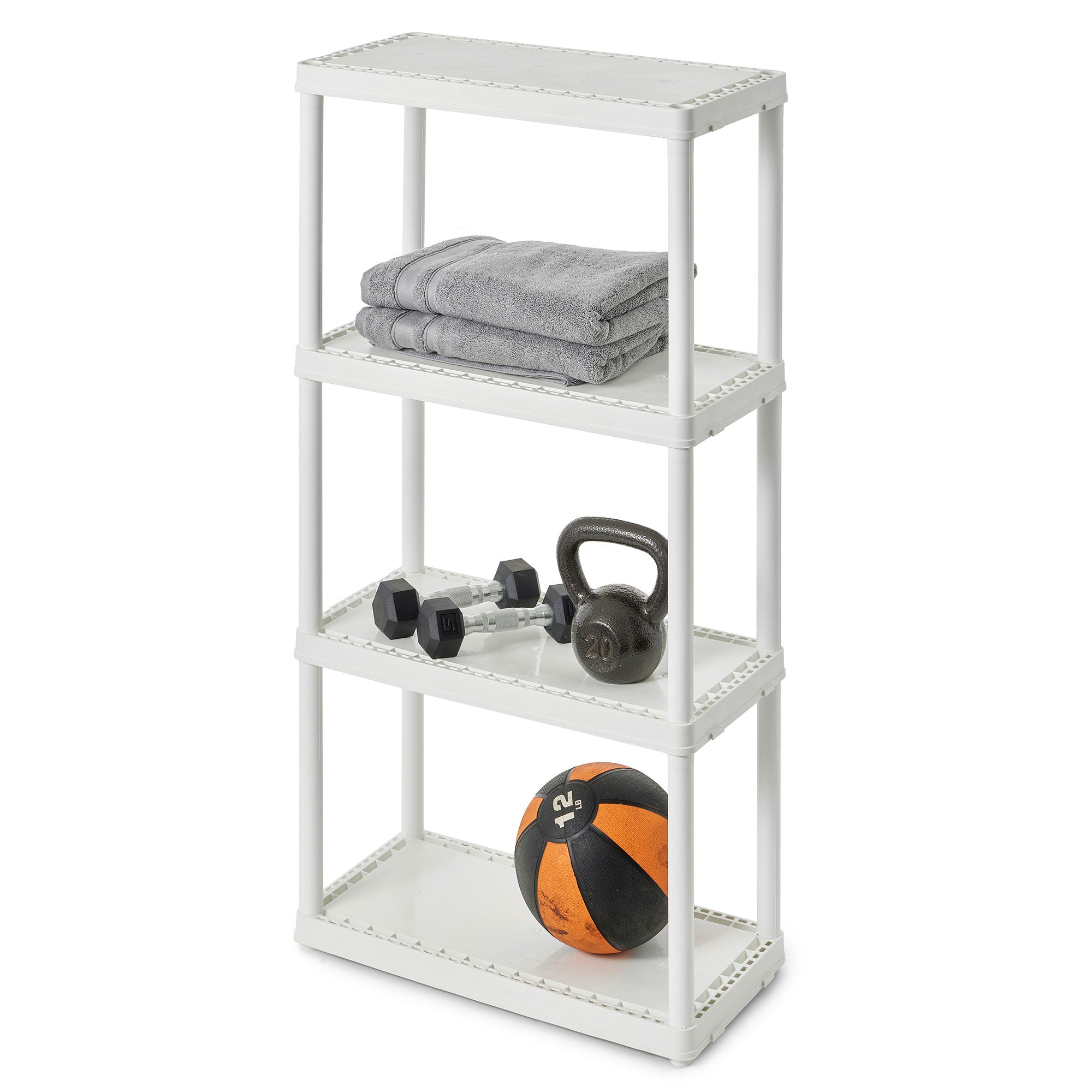 Gracious Living 4 Shelf Fixed Height Solid Light Duty Home Storage Unit, White - Smart-nests