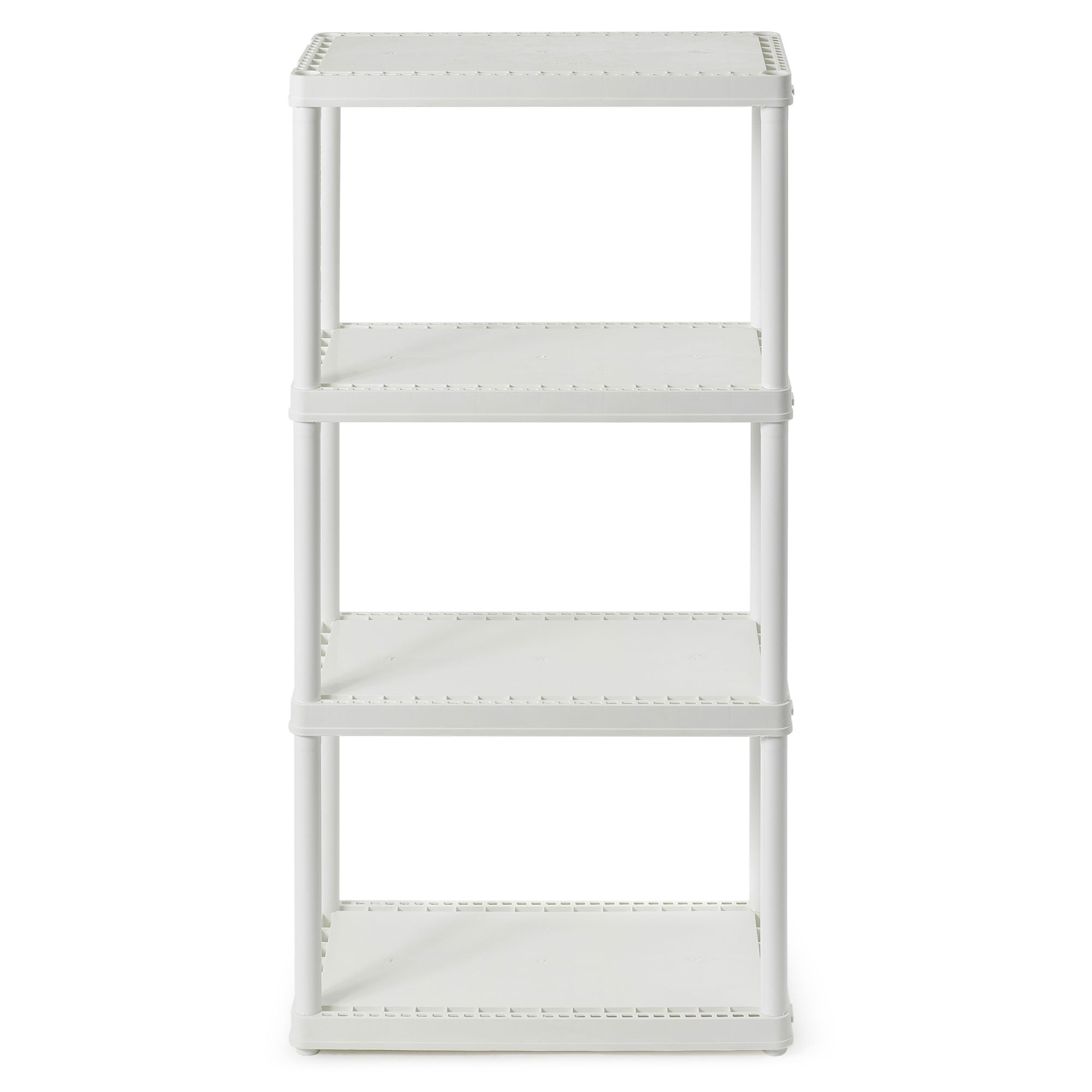 Gracious Living 4 Shelf Fixed Height Solid Light Duty Home Storage Unit, White - Smart-nests