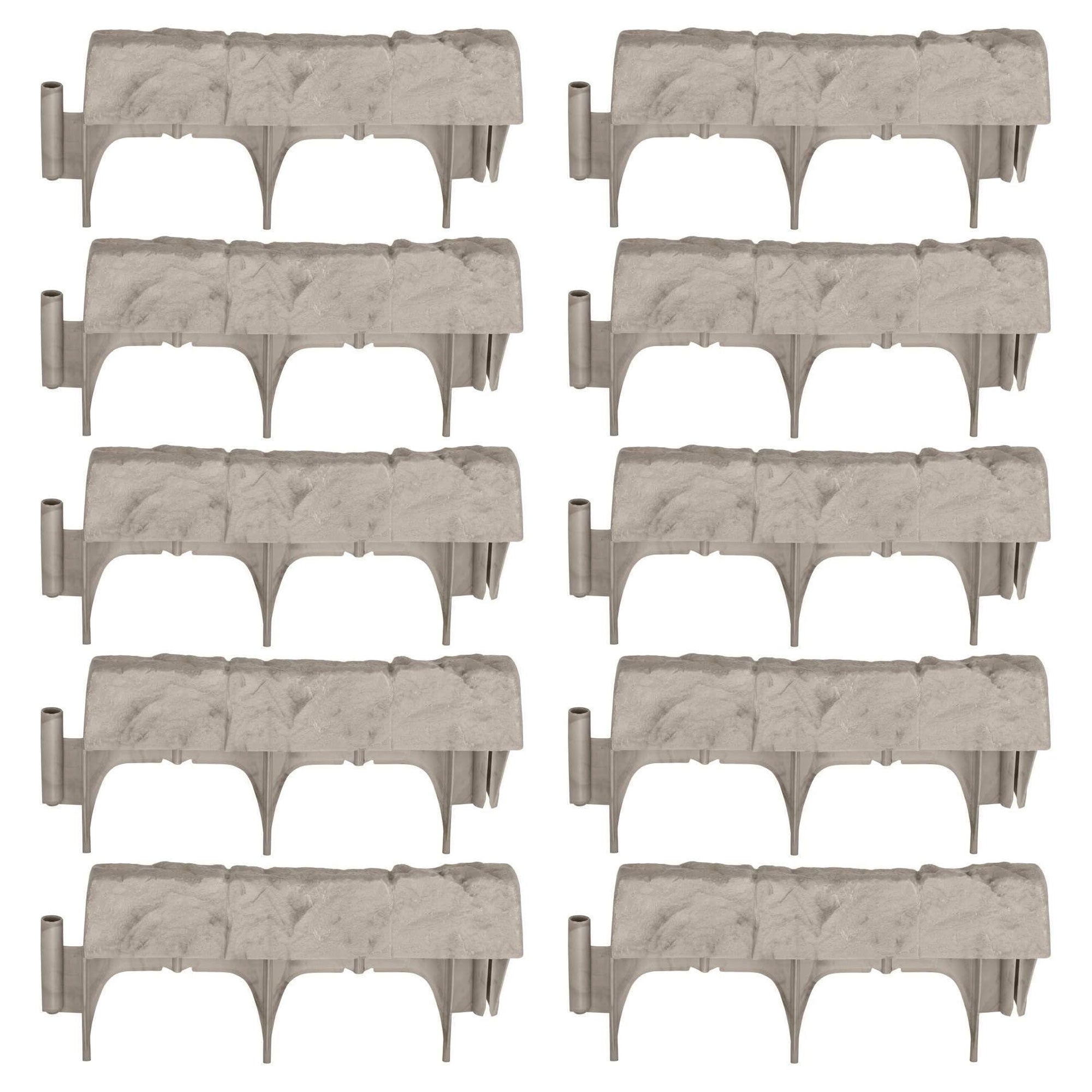 Suncast 10 Piece 12" Landscape Design Border Decorative Natural Stone Edging - Smart-nests