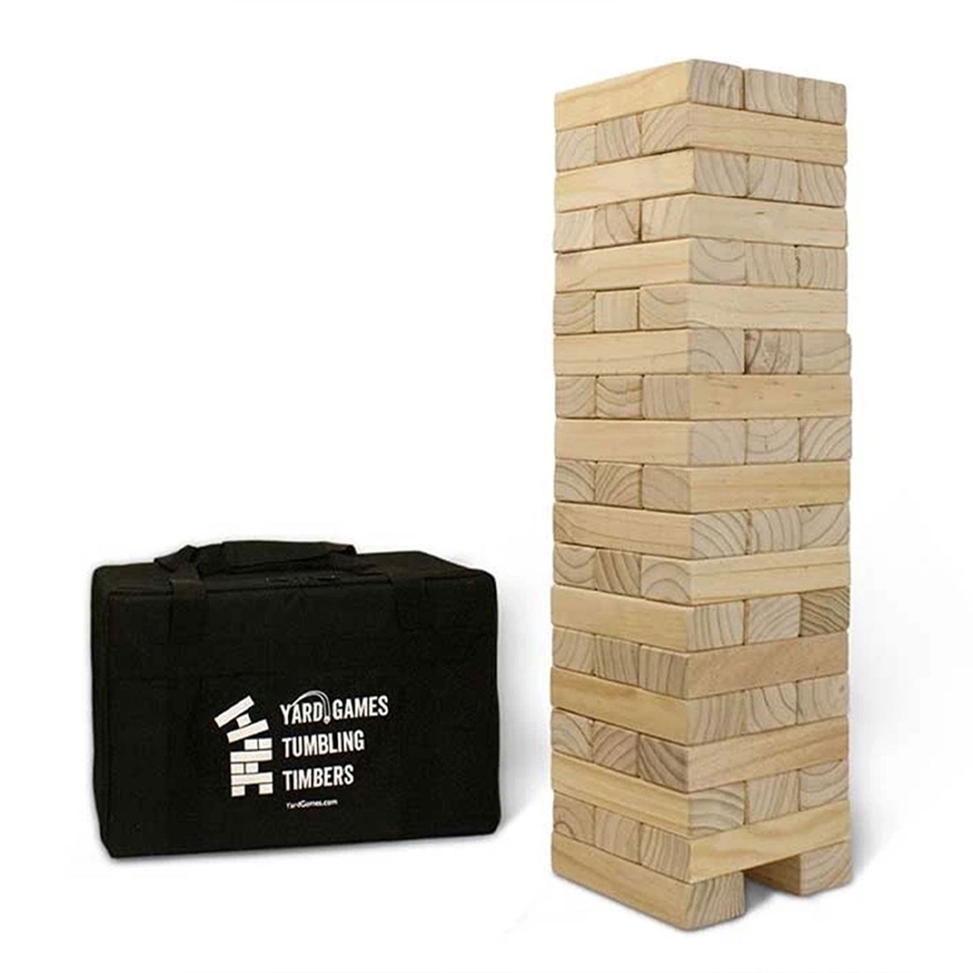 Yard Games Giant Tumbling Timbers 30" Wood Block Stacking Game w/ Case, Natural - Smart-nests