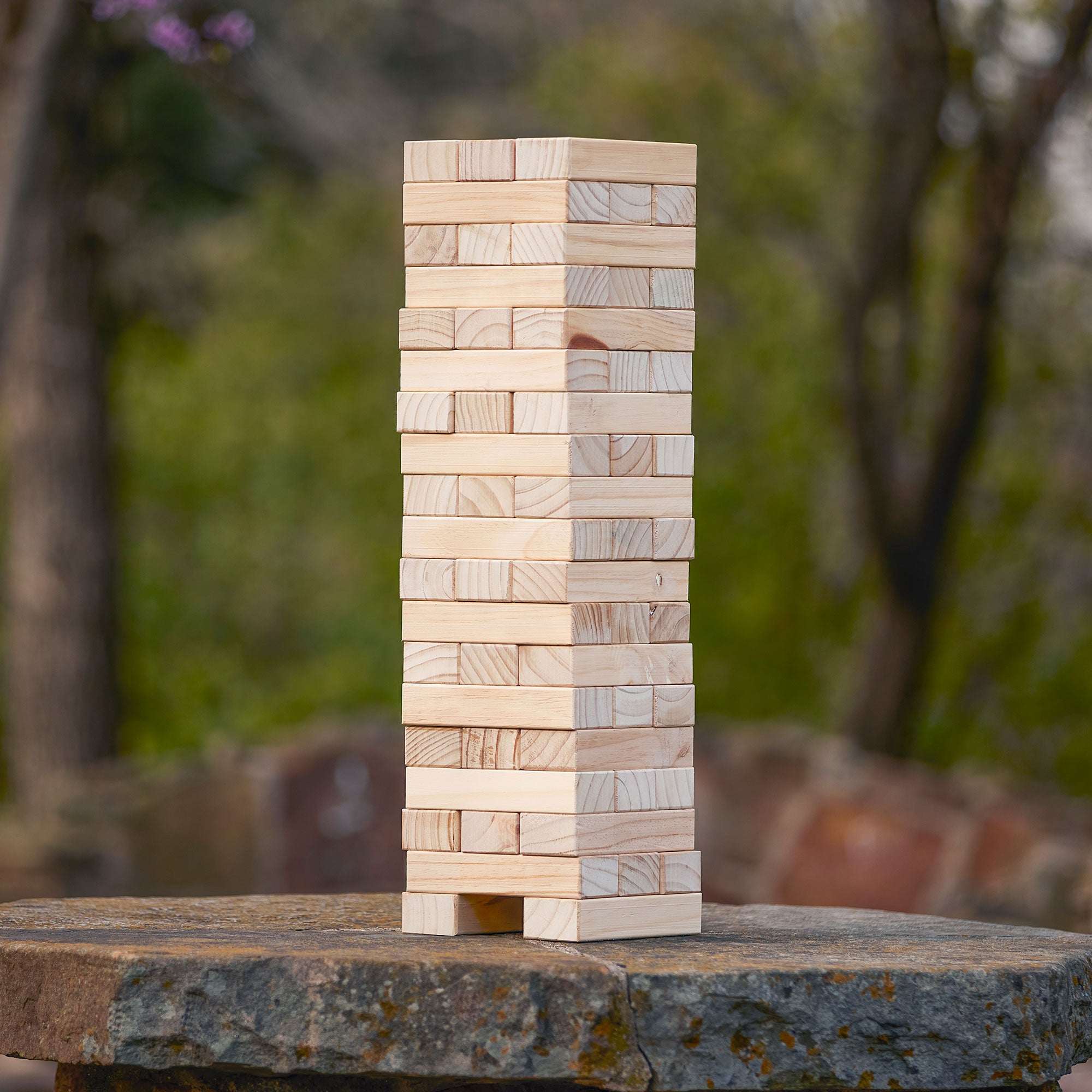 Yard Games Giant Tumbling Timbers 30" Wood Block Stacking Game w/ Case, Natural - Smart-nests