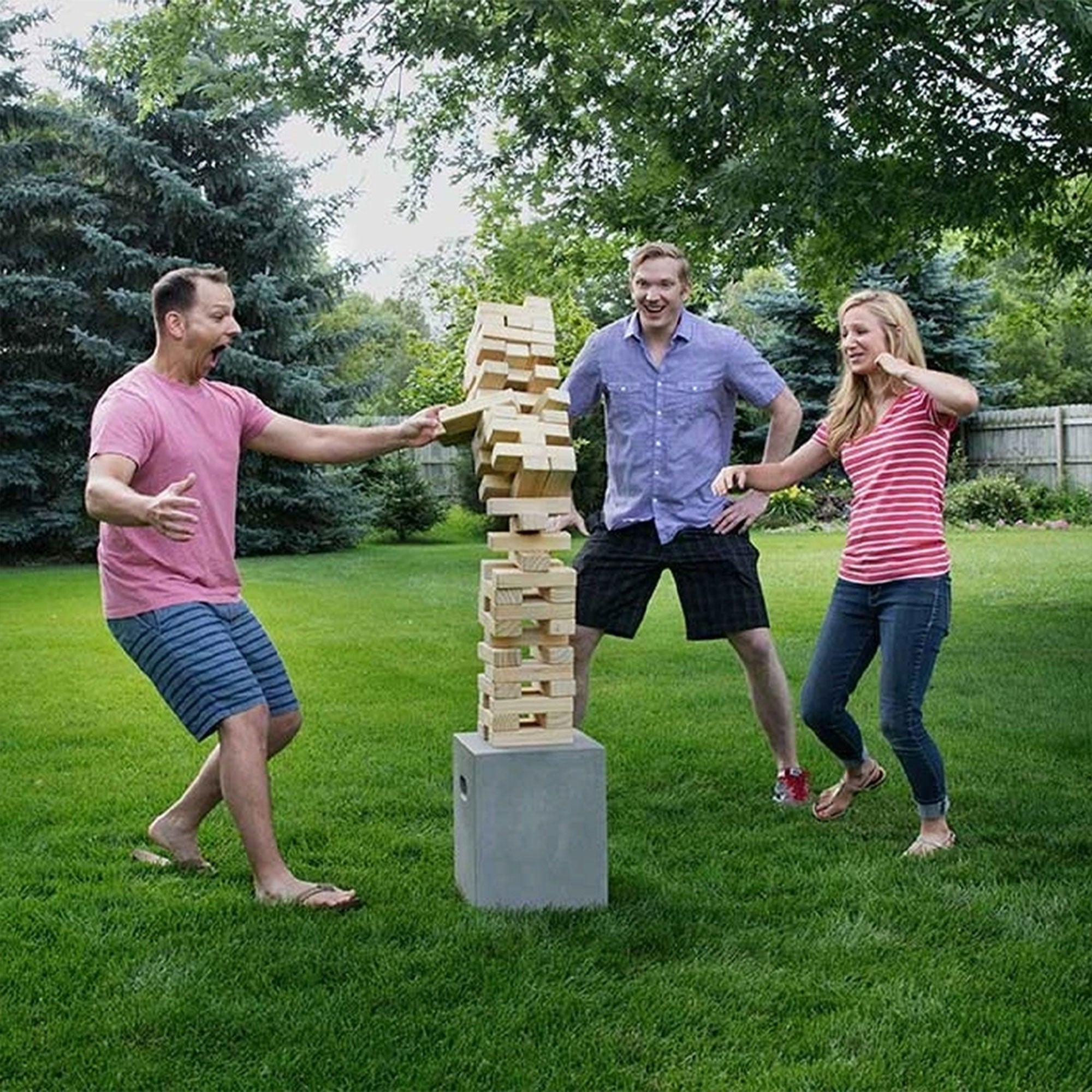 Yard Games Giant Tumbling Timbers 30" Wood Block Stacking Game w/ Case, Natural - Smart-nests