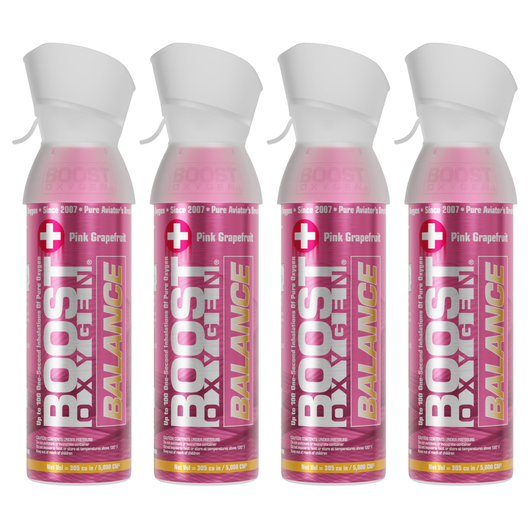 Boost Oxygen Natural 5 Liter Pure Oxygen Canister, Pink Grapefruit (4 Pack) - Smart-nests