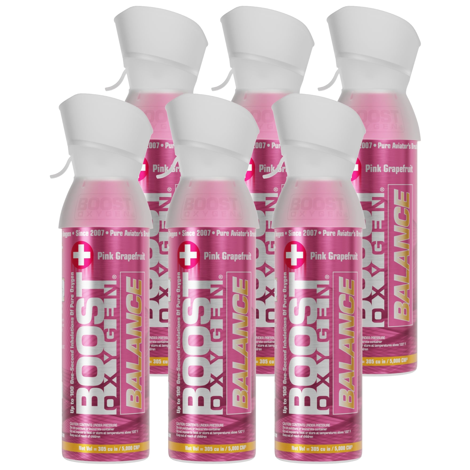 Boost Oxygen Natural 5 Liter Pure Oxygen Canister, Pink Grapefruit (6 Pack) - Smart-nests