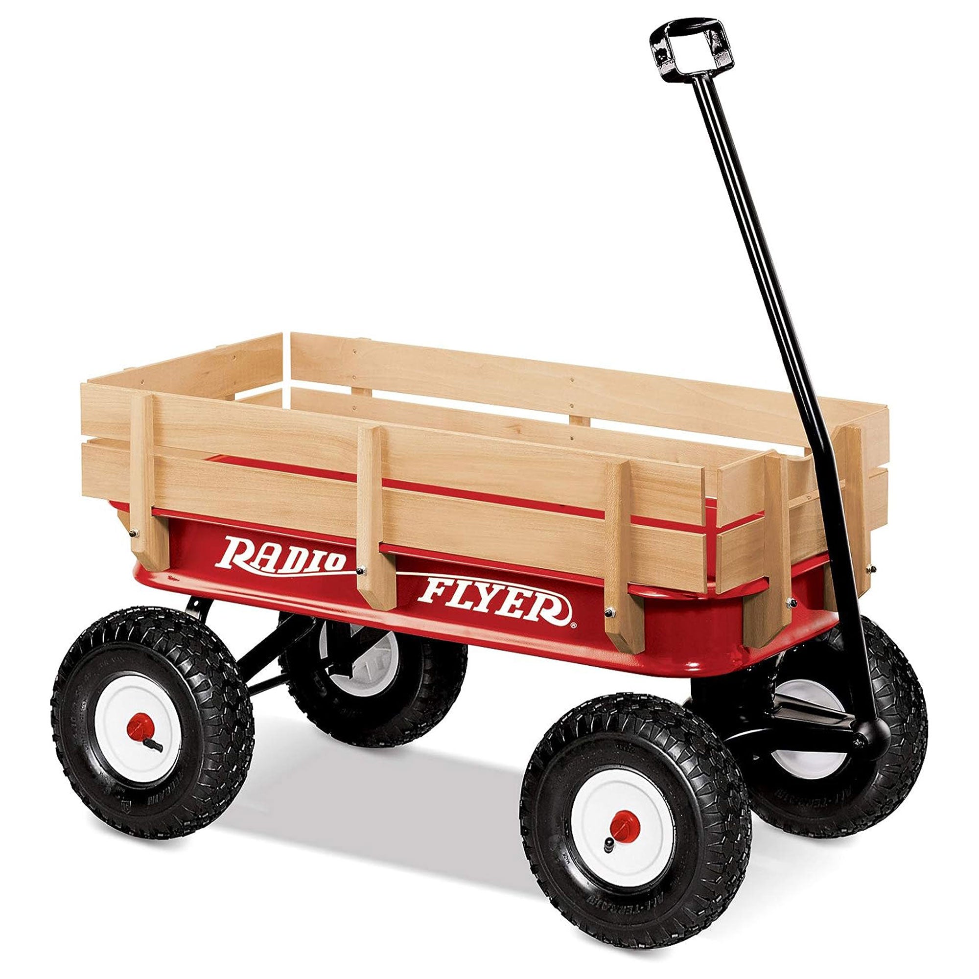 Radio Flyer Full Size All Terrain Classic Steel and Wood Pull Along Wagon, Red - Smart-nests