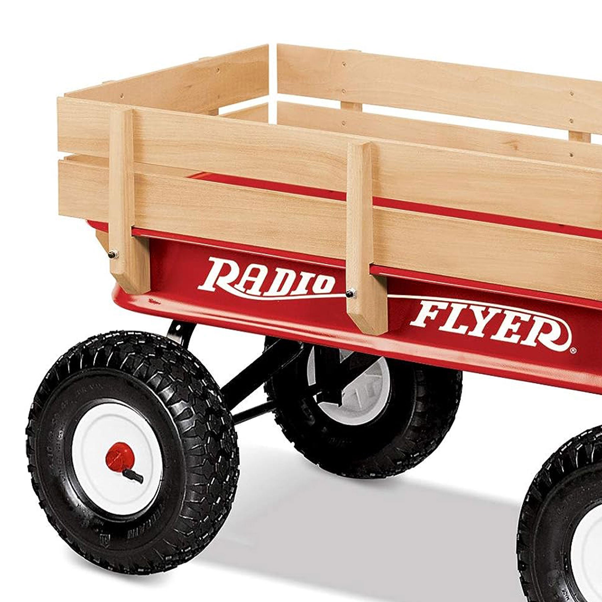 Radio Flyer Full Size All Terrain Classic Steel and Wood Pull Along Wagon, Red - Smart-nests