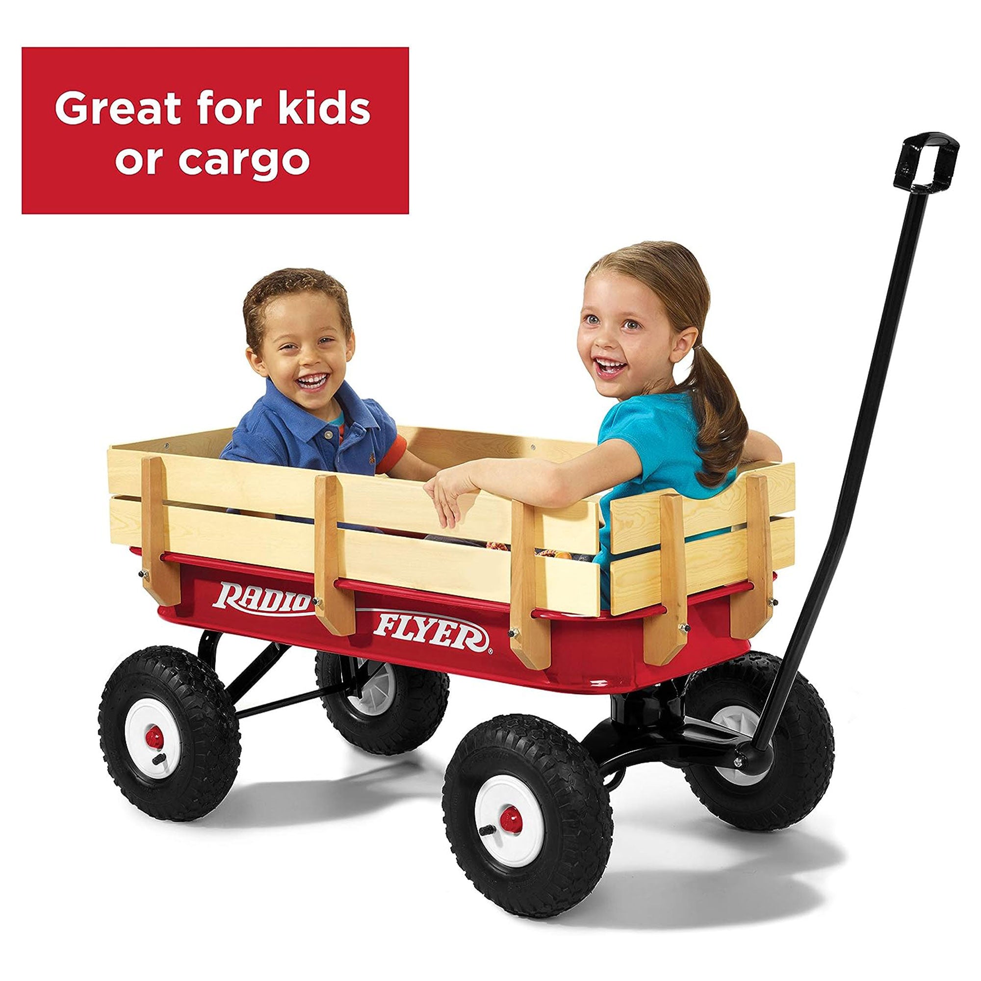 Radio Flyer Full Size All Terrain Classic Steel and Wood Pull Along Wagon, Red - Smart-nests
